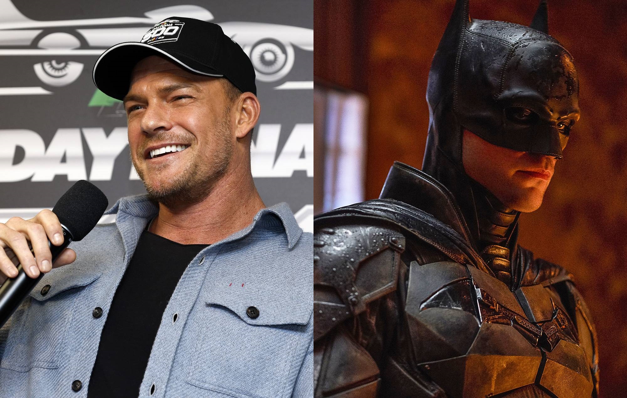 Alan Ritchson and Robert Pattinson as Batman