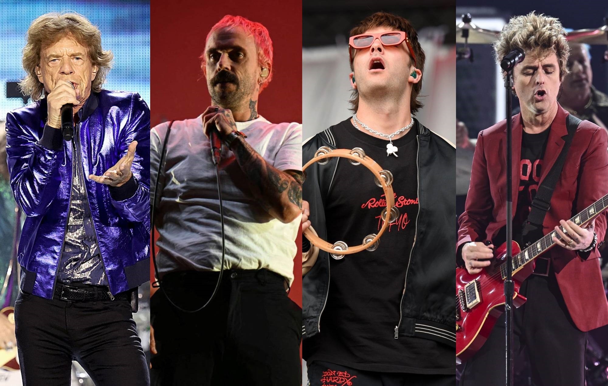 The Rolling Stones' Mick Jagger, IDLES frontman Joe Talbot, Fontaines D.C.'s Grian Chatten and Green Day frontman Billie Joe Armstrong