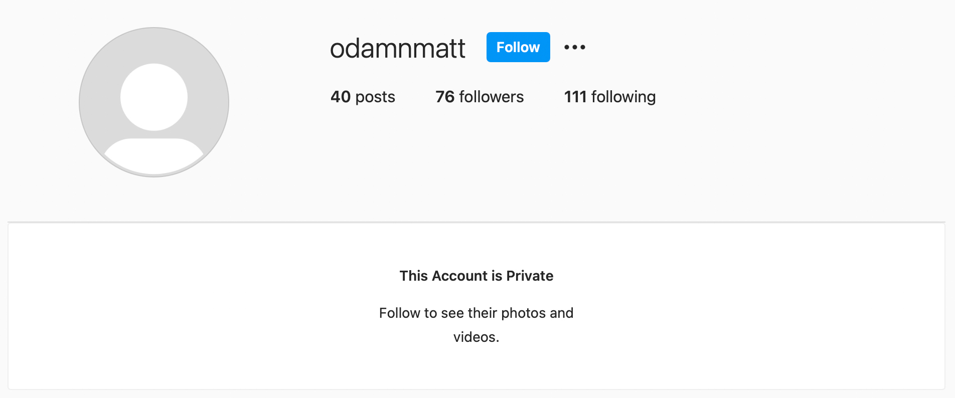 A screenshot of Matt Damon's secret Instagram account