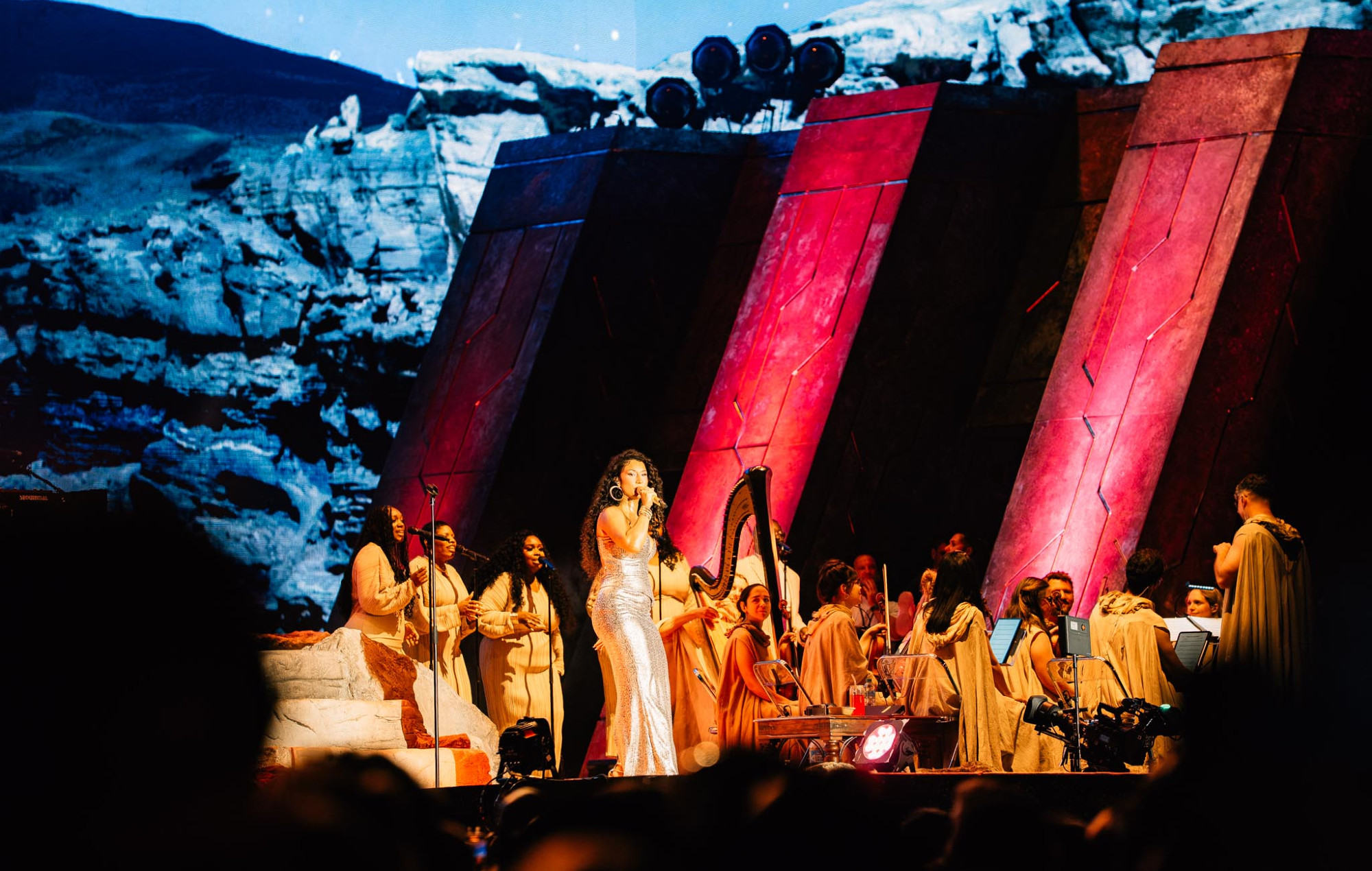 Cleo Sol singing with an orchestra at All Points East 2025. Photo credit: Bethan Miller-Carey (@Bethanmillerco)