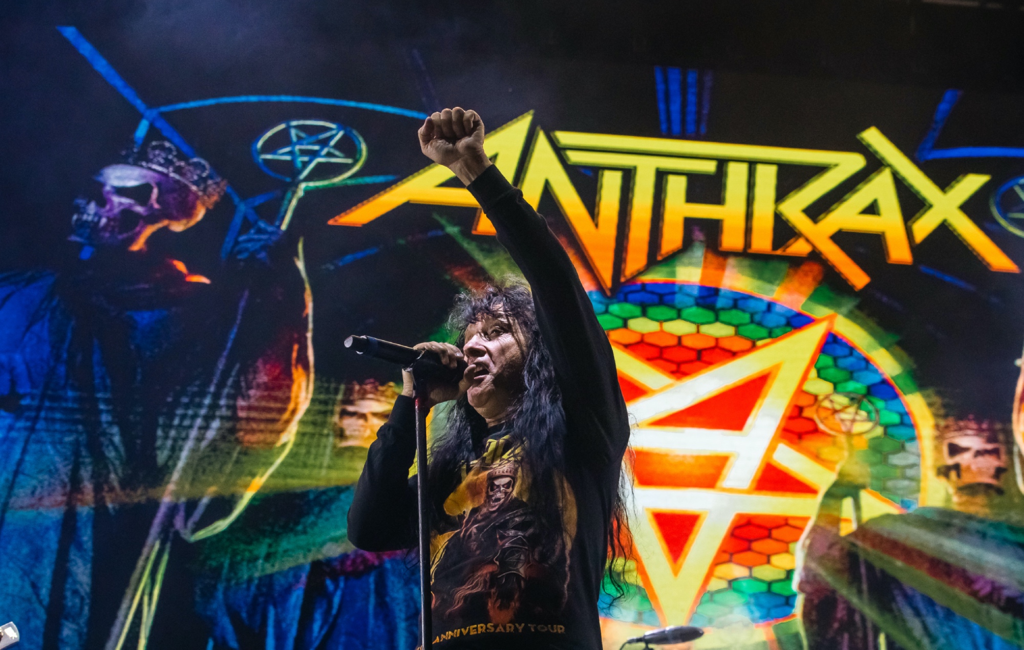 Anthrax performing live on stage