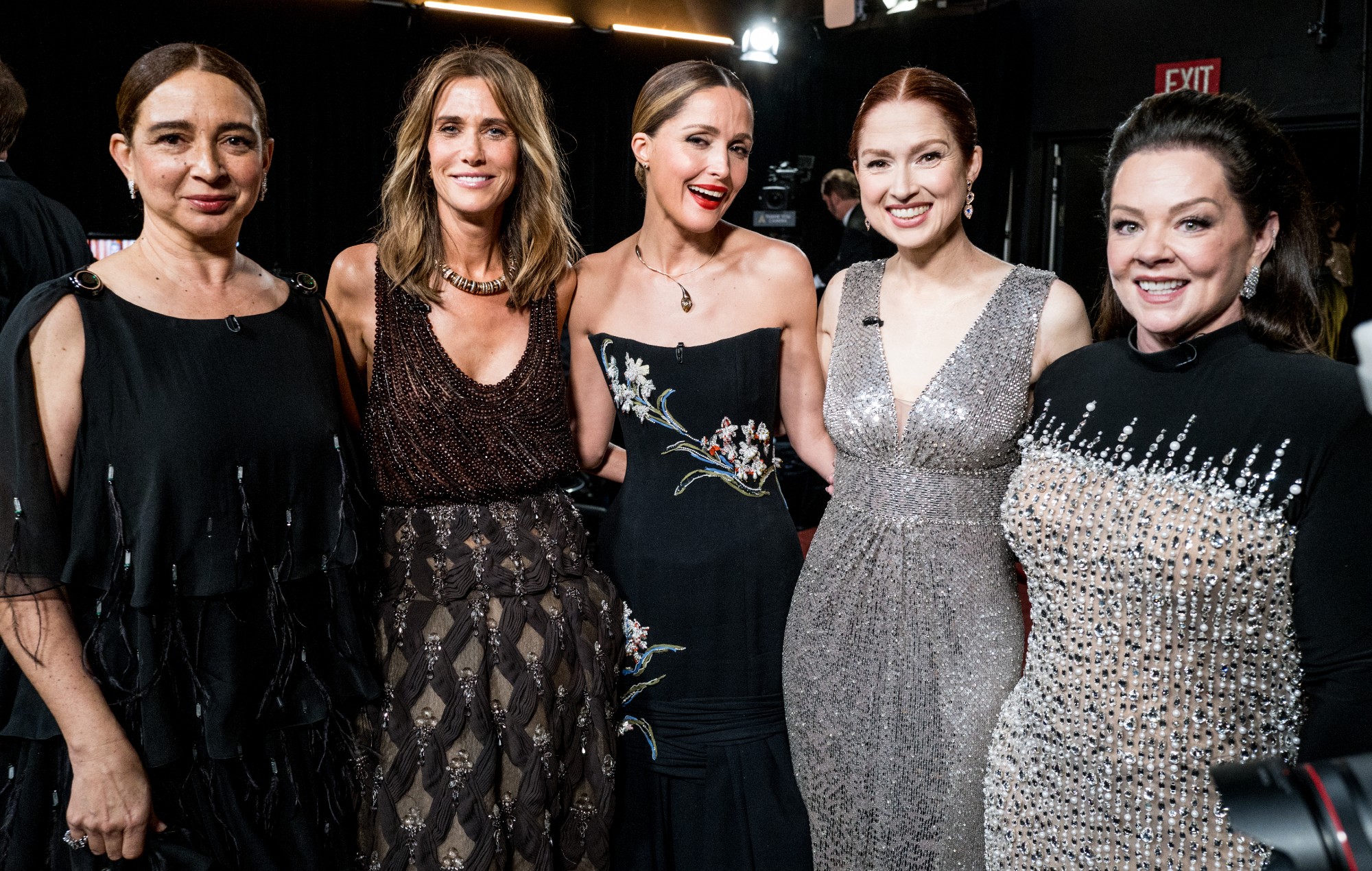 Bridesmaids stars Maya Rudolph, Kristen Wiig, Rose Byrne, Ellie Kemper and Melissa McCarthy reunite at 2026 Oscars