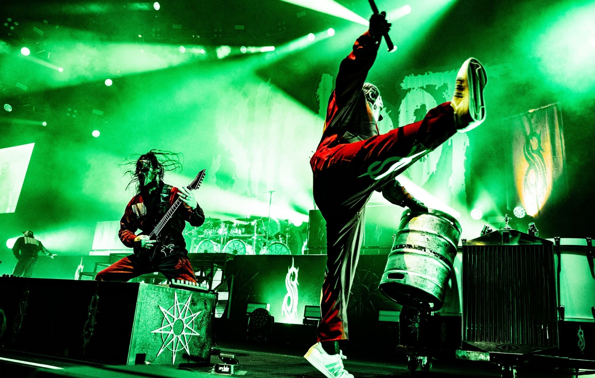 Slipknot perform live onstage in 2024.