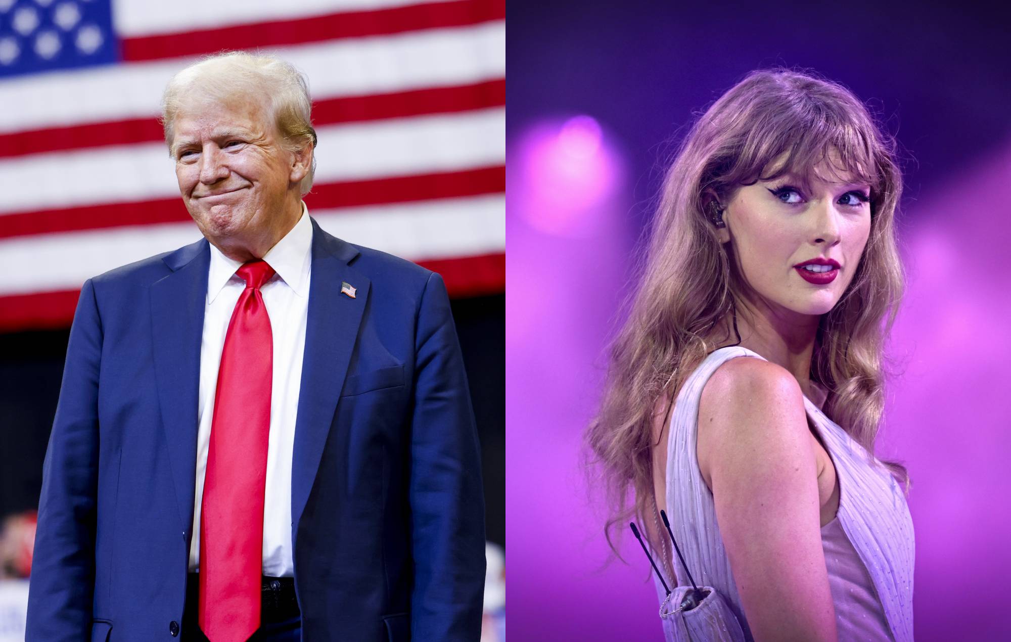 Donald Trump and Taylor Swift. Credit: Michael Ciaglo and Gareth Cattermole via GETTY