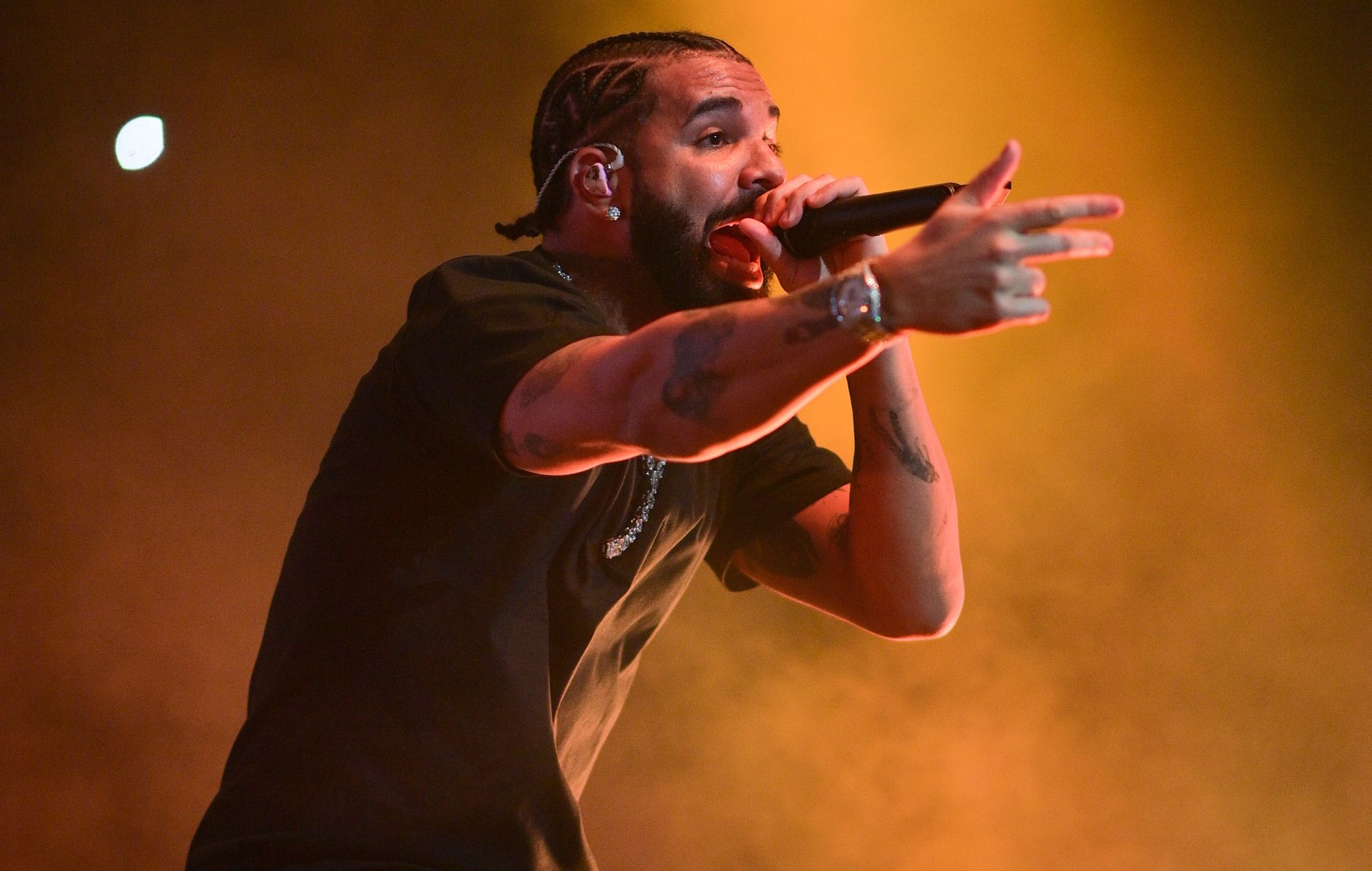 Rapper Drake performs onstage.