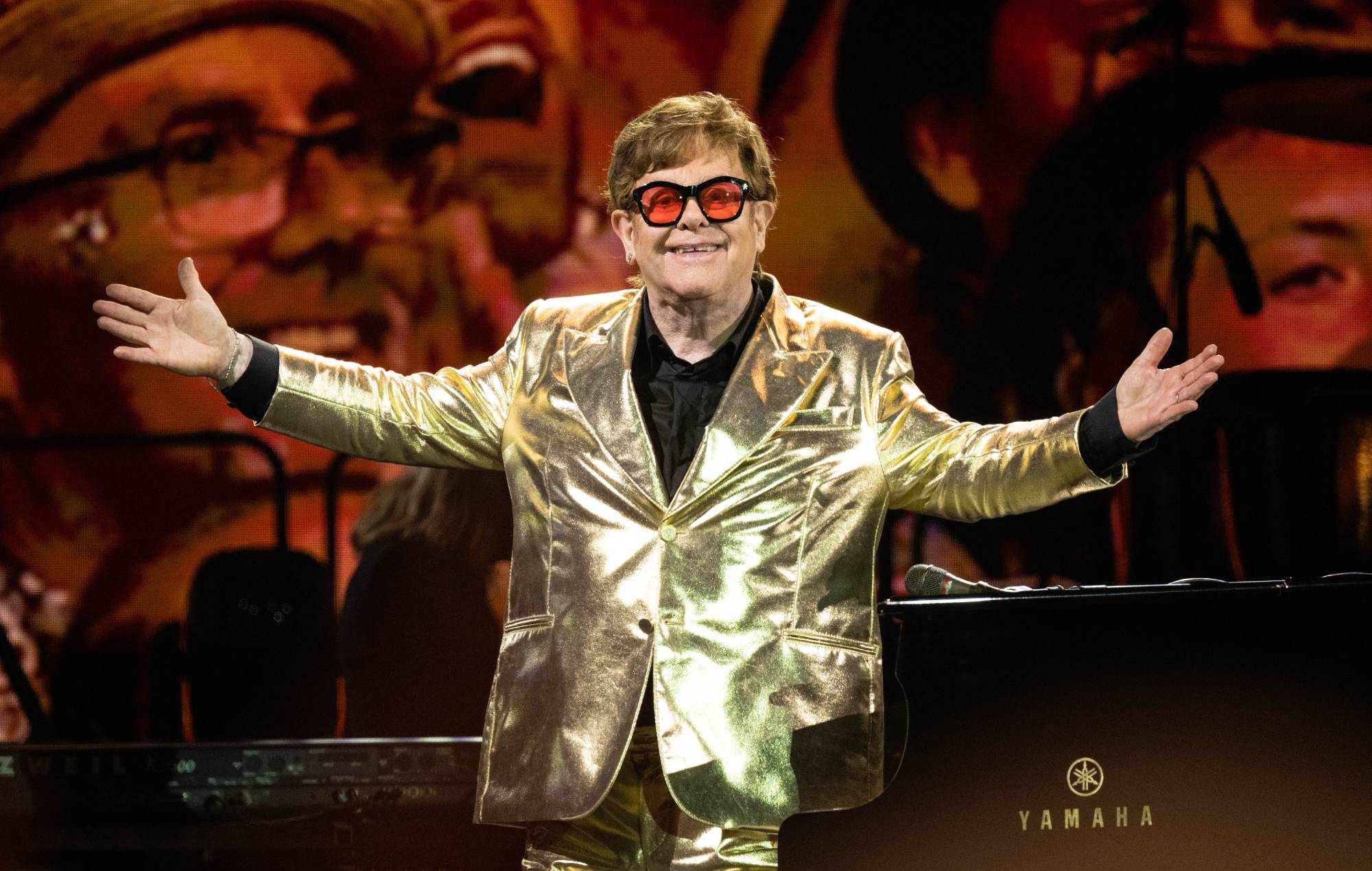 Sir Elton John performs on The Pyramid Stage at Day 5 of Glastonbury Festival 2023 on June 25, 2023 in Glastonbury, England. (Photo by Harry Durrant/Getty Images)