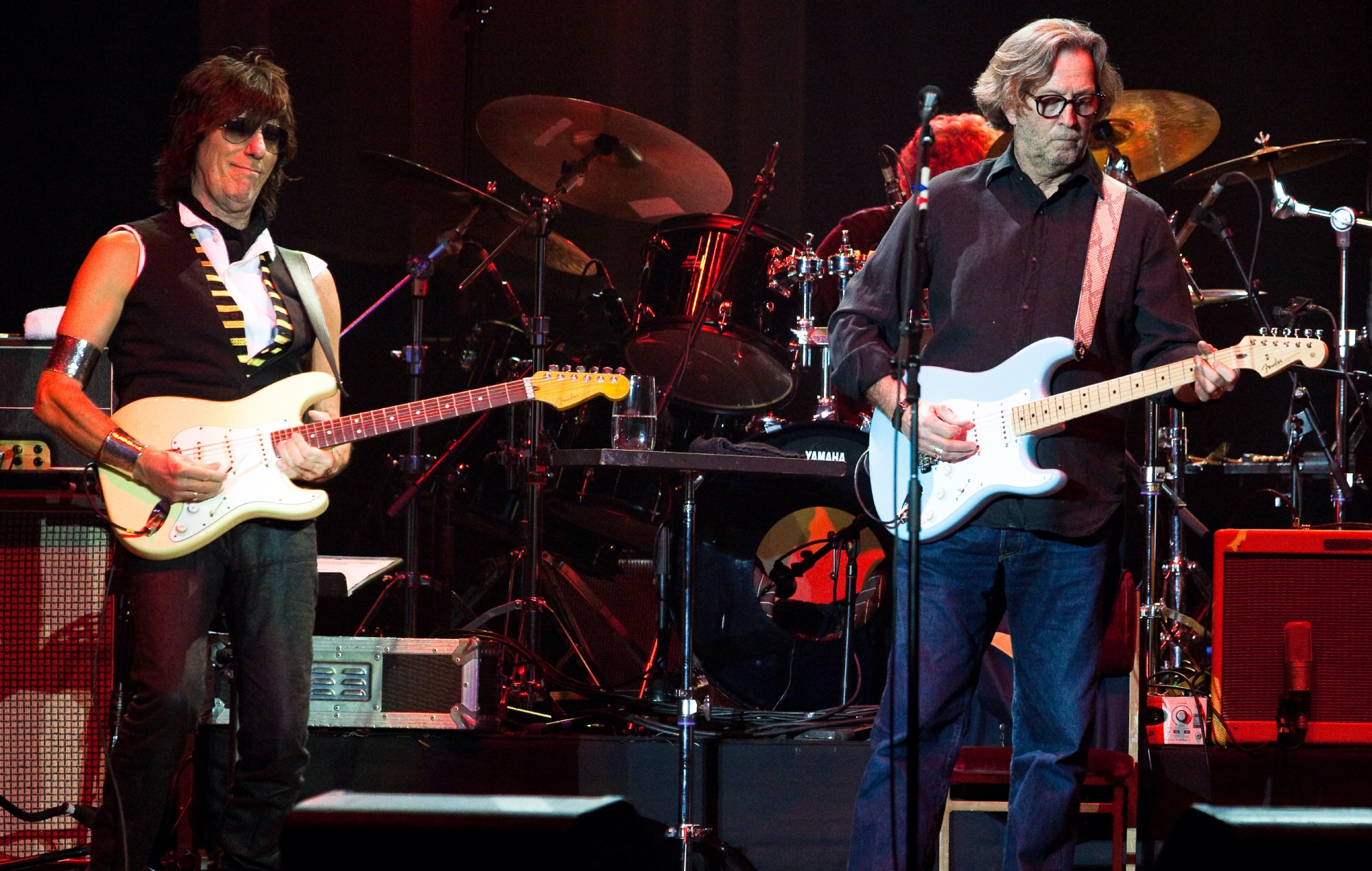 Jeff Beck and Eric Clapton performing live on-stage together in 2010