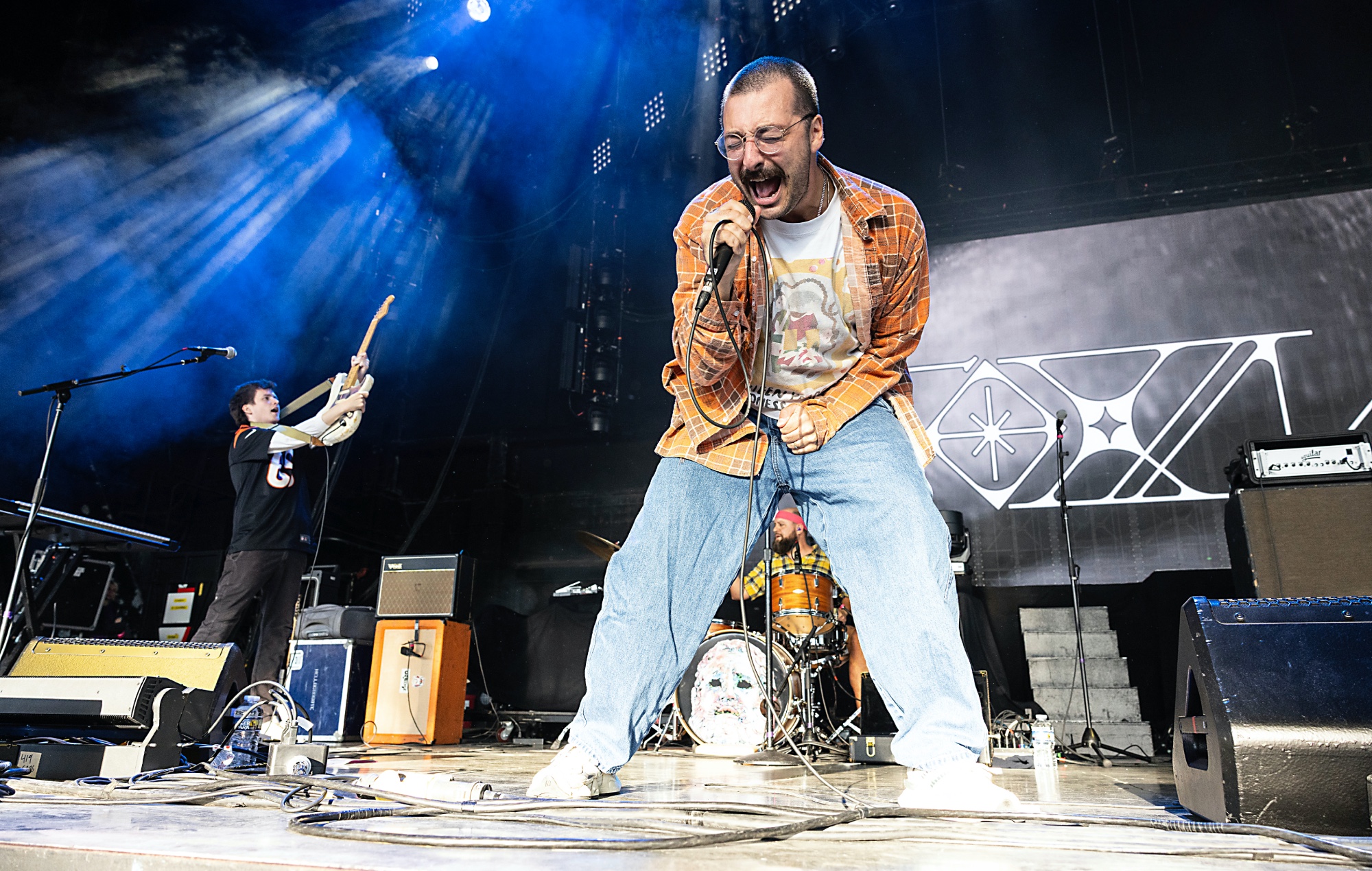 Foxing performing live on stage, photo by Jeff Hahne/Getty