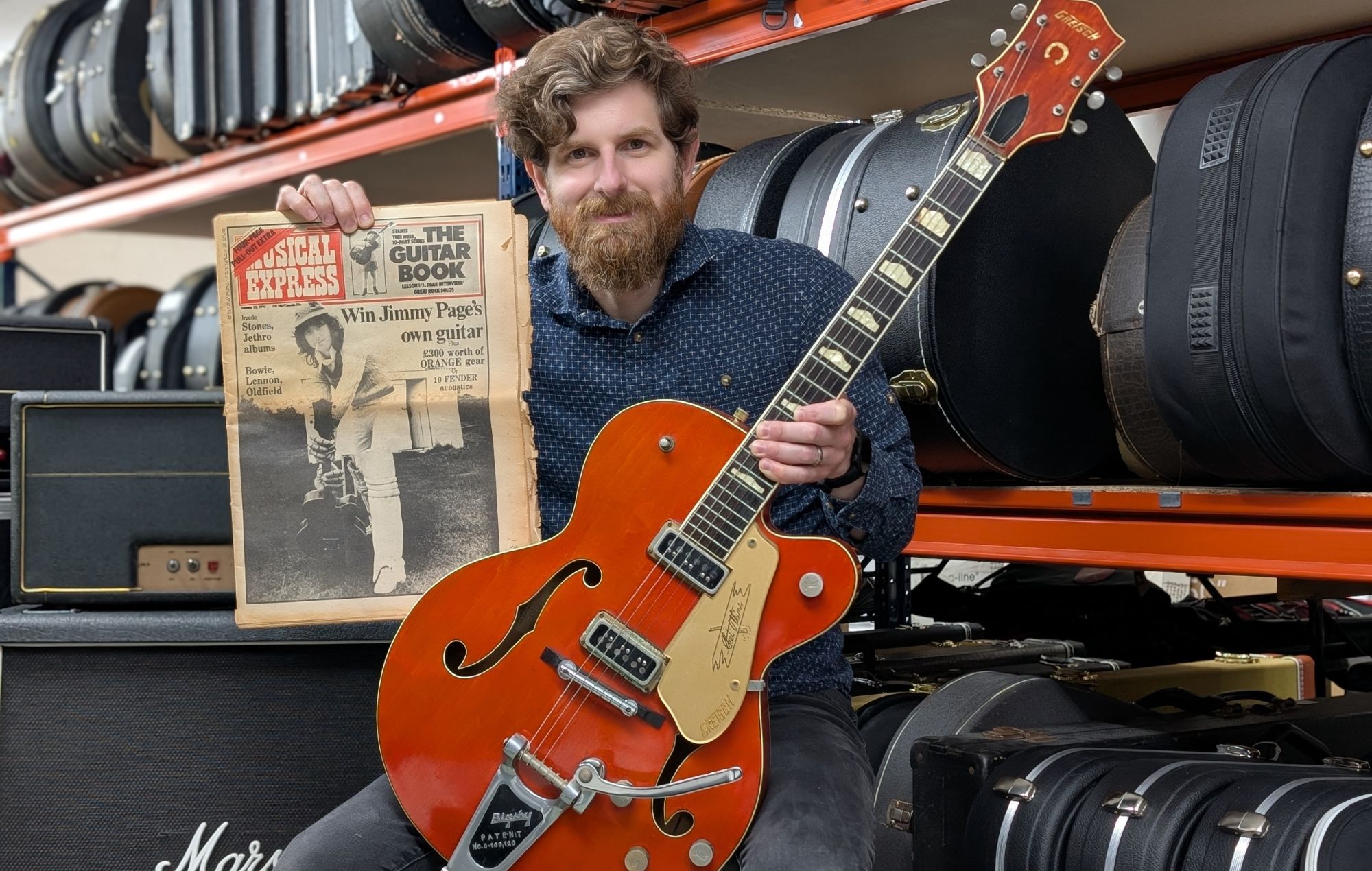 Jimmy Page's guitar going up for auction and copy of the New Musical Express