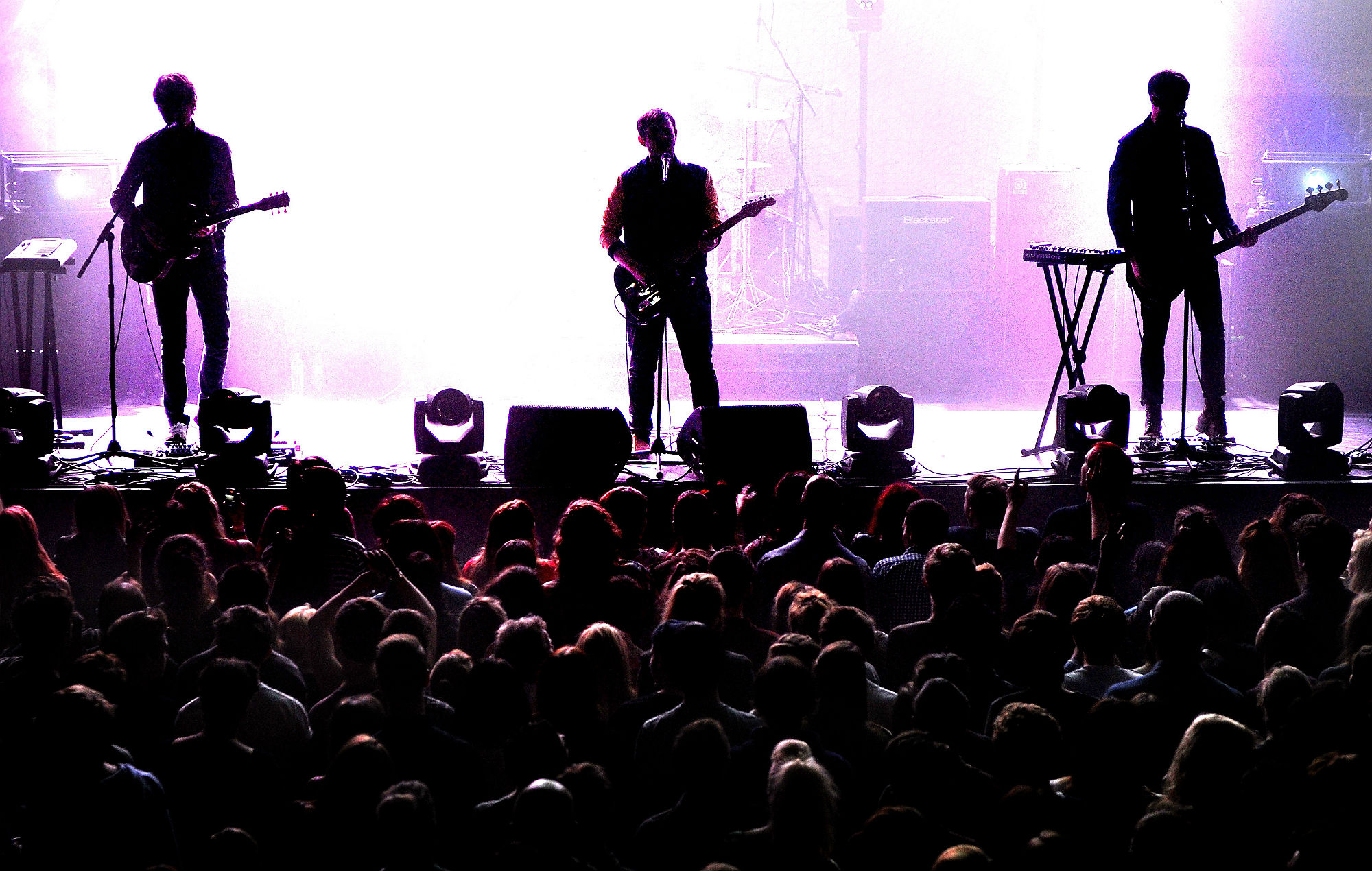 Jonathan Higgs, Jeremy Pritchard and Alex Robertshaw of Everything Everything perform at The Ritz, Manchester on October 11, 2013 in Manchester, England. (Photo by Shirlaine Forrest/WireImage)
