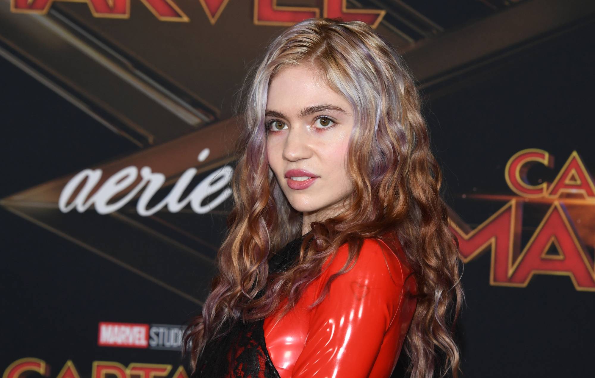 Grimes (Claire Elise Boucher) attends the world premiere of "Captain Marvel" in Hollywood, California, on March 4, 2019. (Photo by Robyn Beck / AFP) (Photo credit should read ROBYN BECK/AFP via Getty Images)