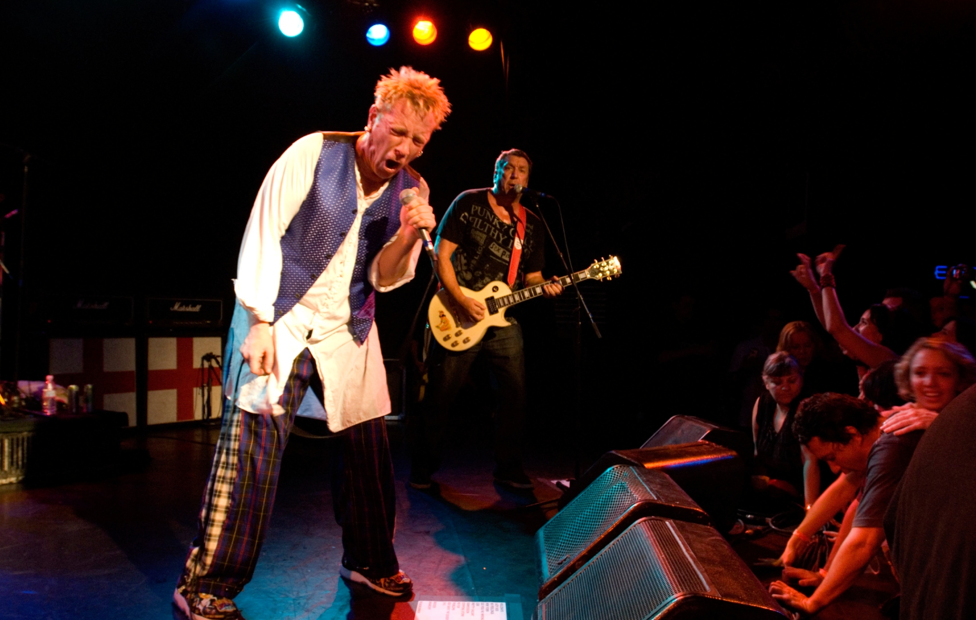 John Lydon) and Steve Jones from The Sex Pistols perform live on stage at The Roxy Club in Los Angeles on October 25 2007