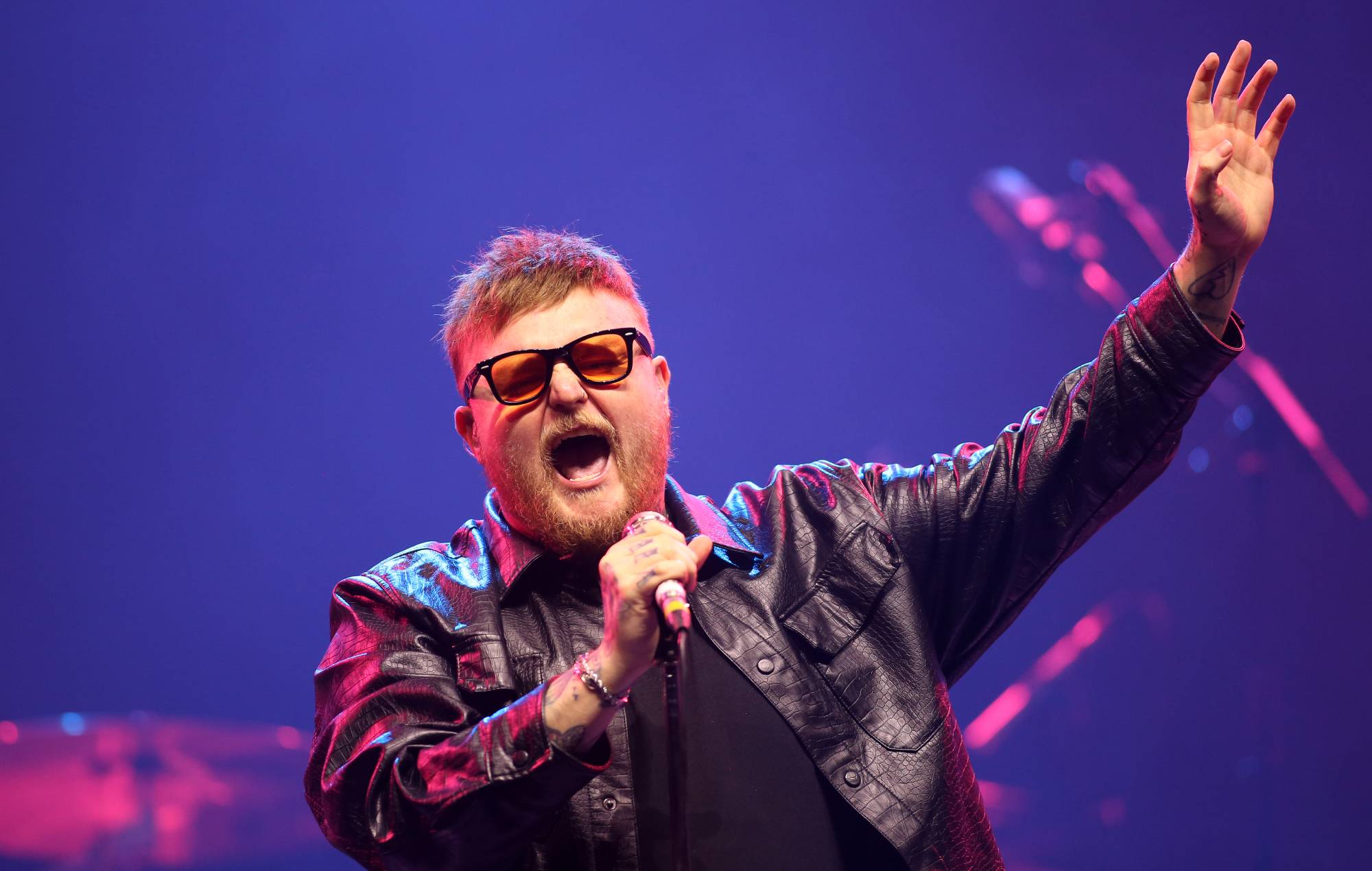 Thom Rylance of The Lottery Winners performs at BIC Bournemouth on February 29, 2024 in Bournemouth, England. (Photo by Harry Herd/Redferns)