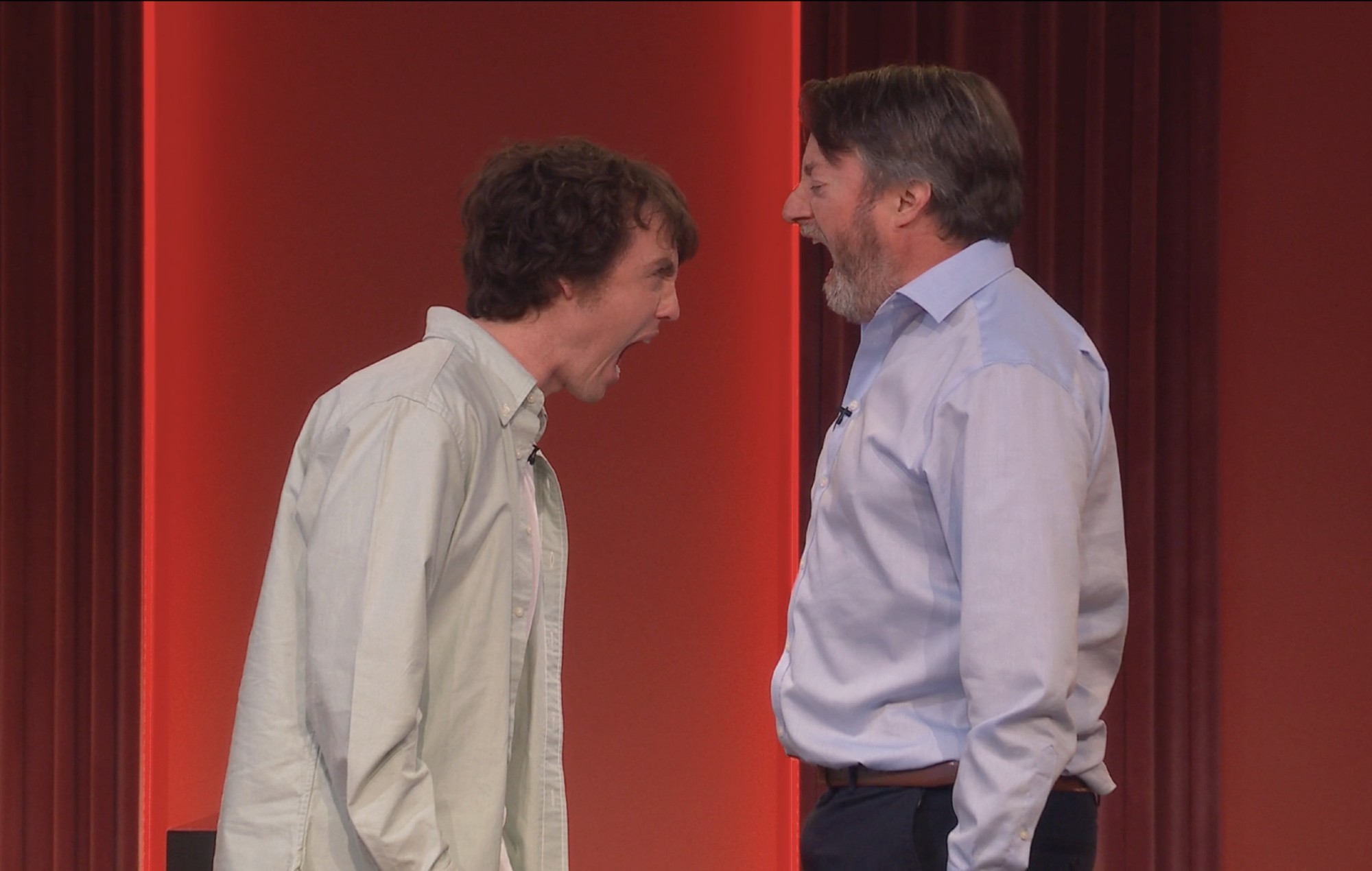 Sam Campbell and David Mitchell in 'Last One Laughing' season two. 
