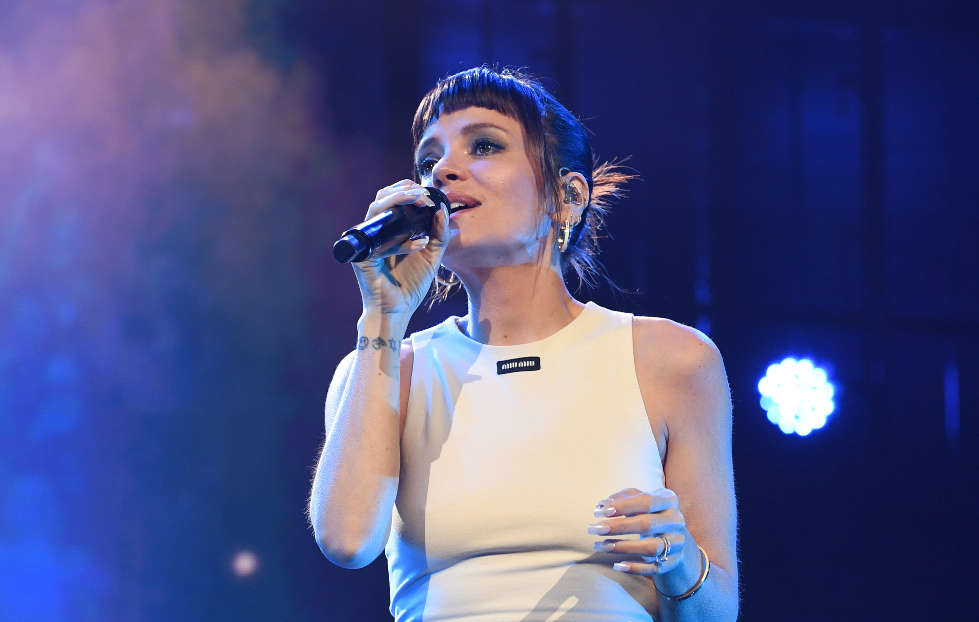 Lily Allen performing live on stage