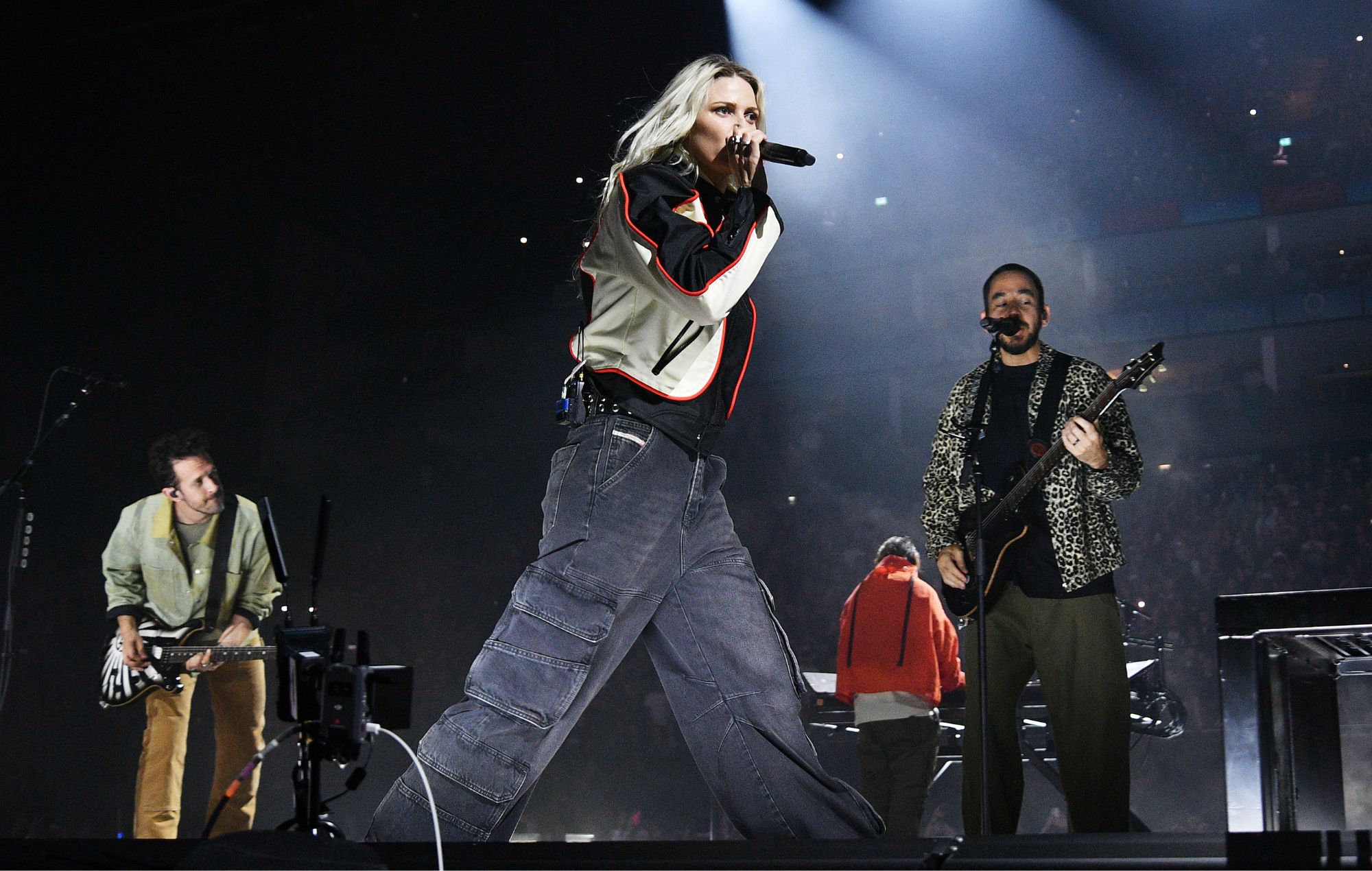 Mike Shinoda and Emily Armstrong of Linkin Park perform during the 'From Zero World Tour' in 2024