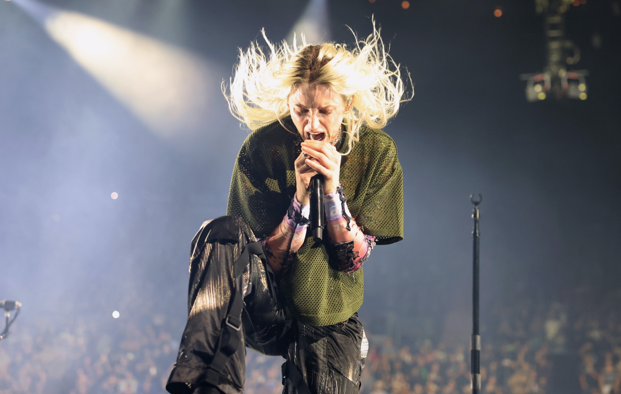 Emily Armstrong performing live on stage with Linkin Park