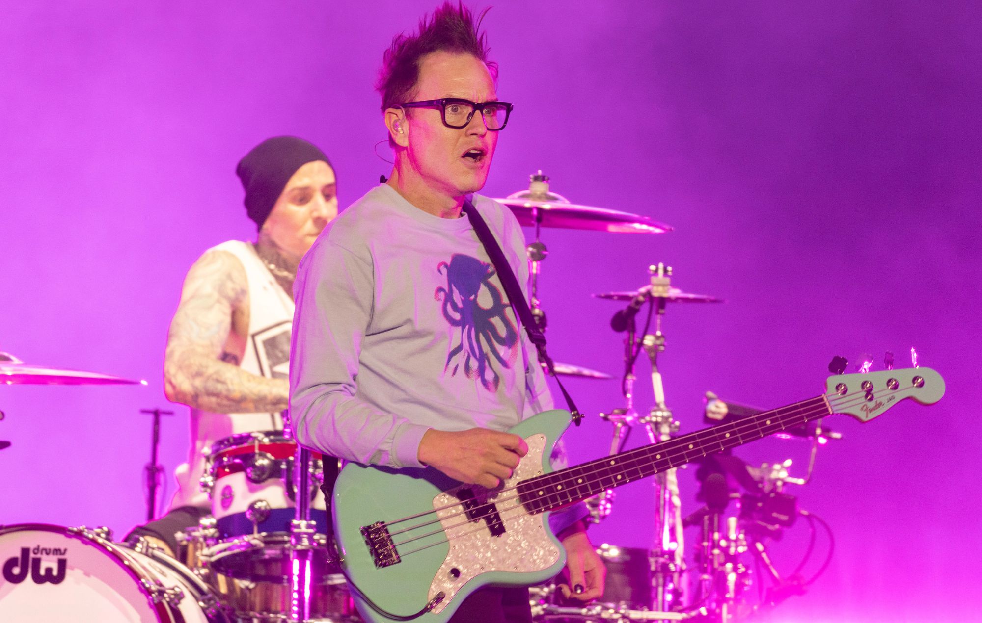 Mark Hoppus of Blink-182 performs in 2024