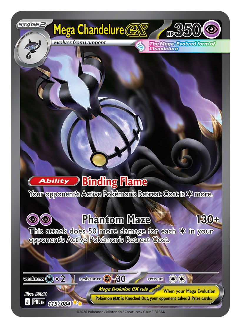 Mega Chandelure ex 'Pitch Black' Pokémon card.