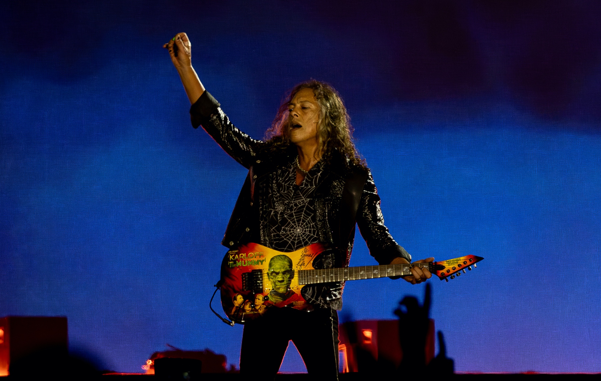 Metallica's Kirk Hammett performing live on stage, photo by