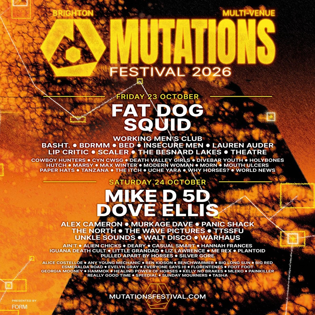 Mutations Festival in Brighton, official line-up poster 