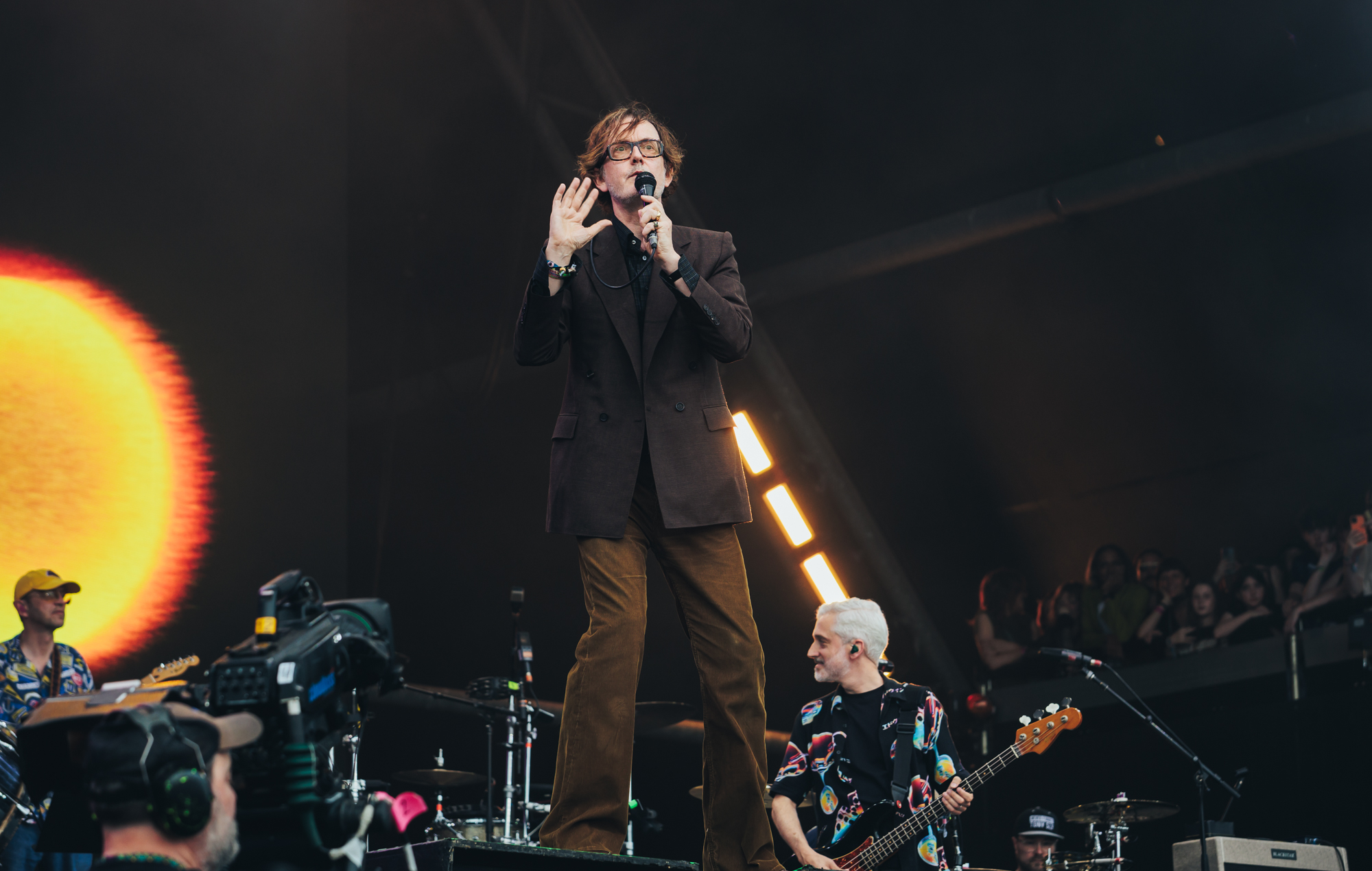 Jarvis Cocker performs with Pulp at Glastonbury 2025, photo by Andy Ford