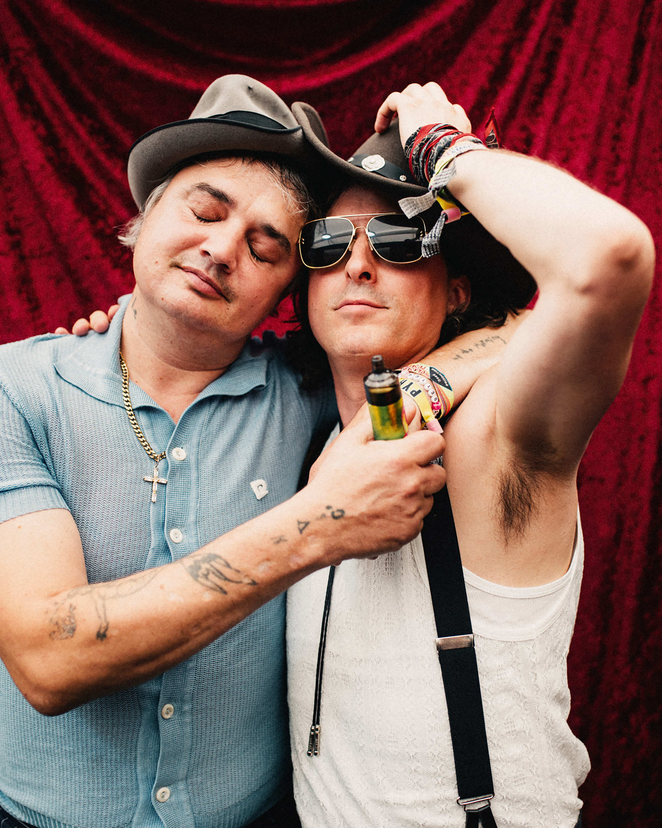 Pete Doherty and Carl Barât of The Libertines at Glastonbury 2025, photo by Andy Ford