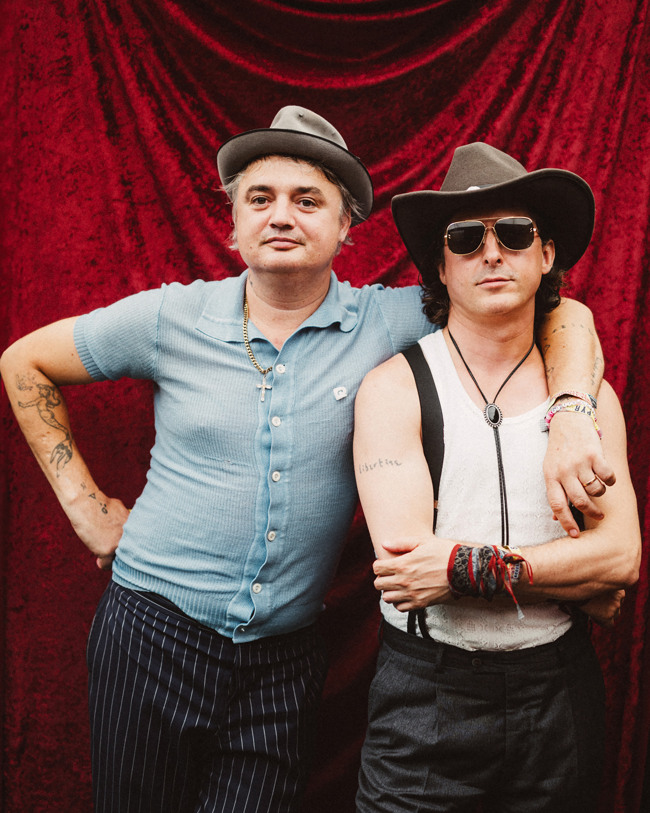 Pete Doherty and Carl Barât of The Libertines at Glastonbury 2025, photo by Andy Ford