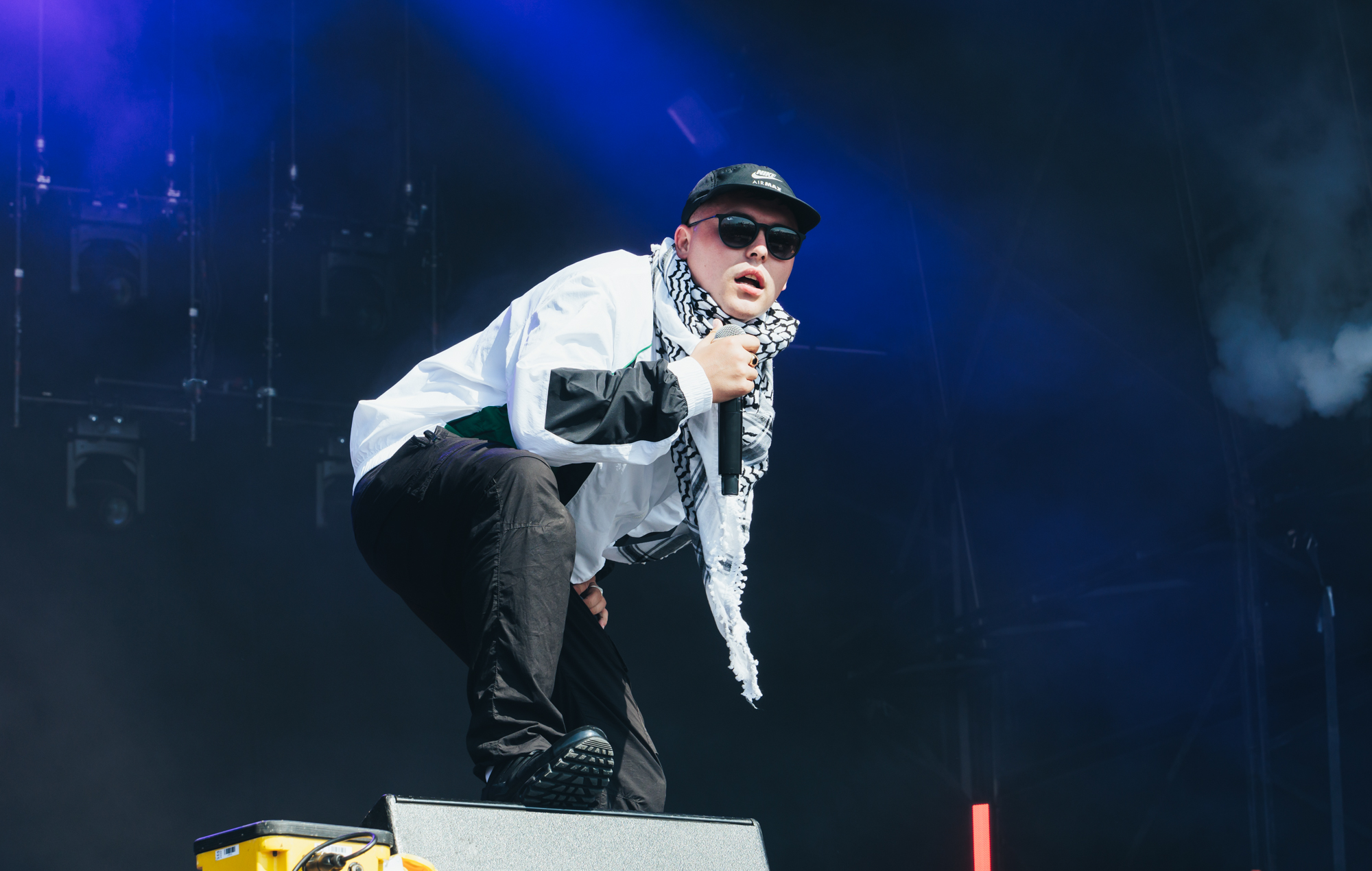 Kneecap's Mo Chara performs at Glastonbury 2025, photo by Andy Ford