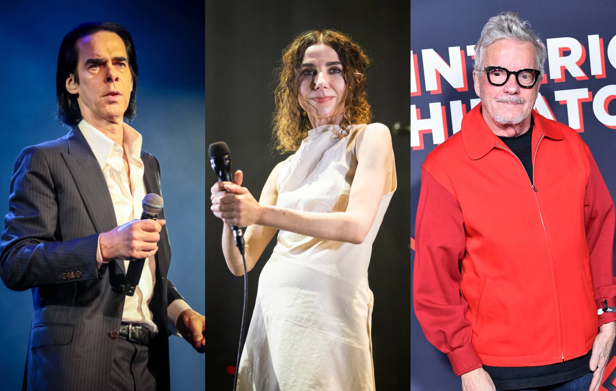 Nick Cave, PJ Harvey and DEVO. Credit: Christie Goodwin, Samir Hussein and Unique Nicole via GETTY