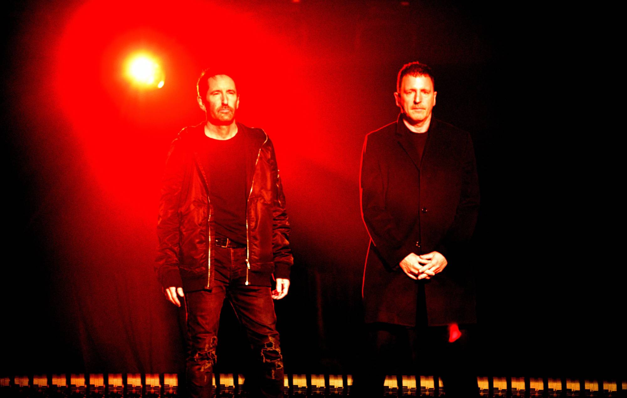 Nine Inch Nails members Trent Reznor and Atticus Ross appear at the Disney Entertainment Showcase at D23: The Ultimate Disney Fan Event in Anaheim, California on August 09, 2024. (Photo by Araya Doheny/Getty Images for Disney)