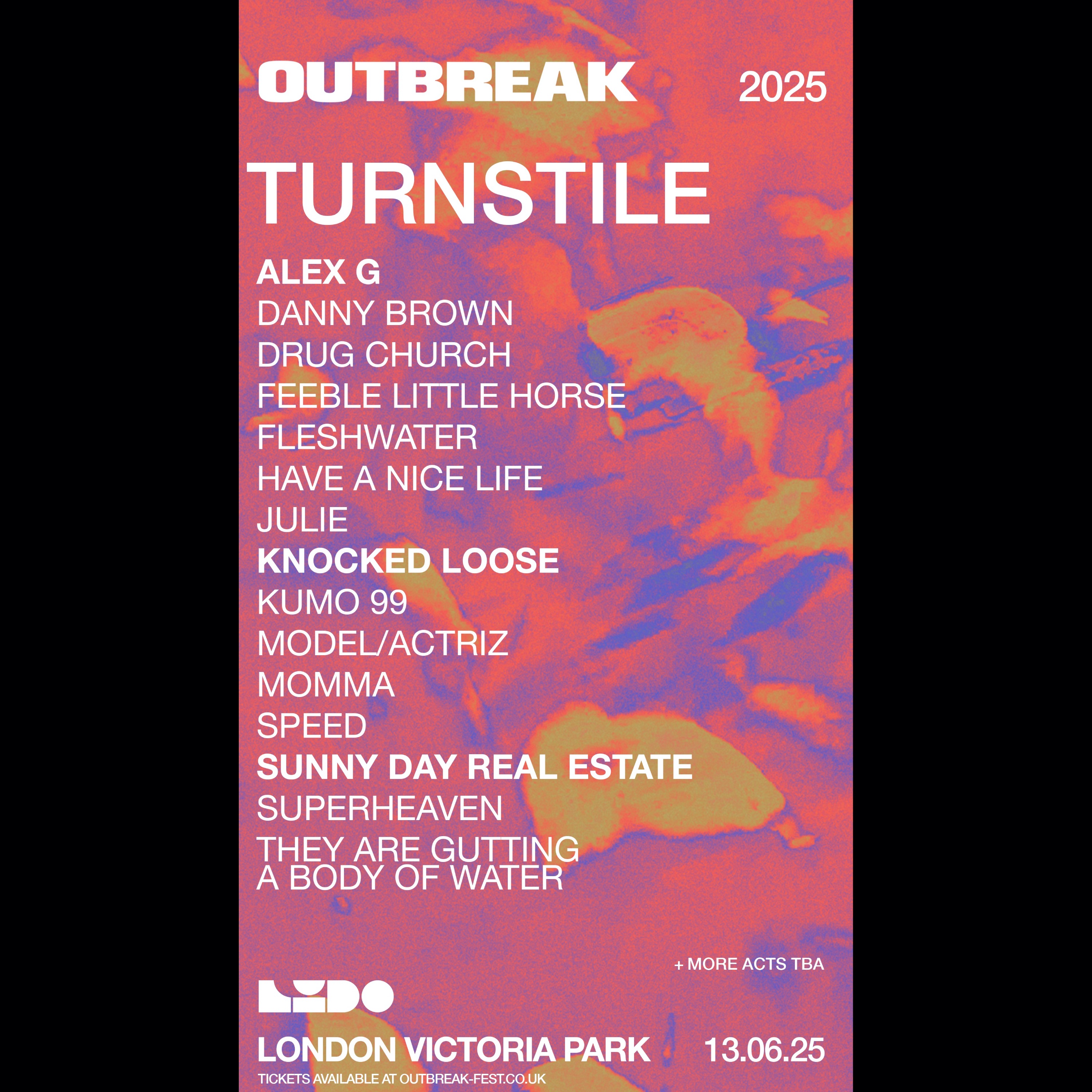 London's Outbreak 2025 – official line-up poster