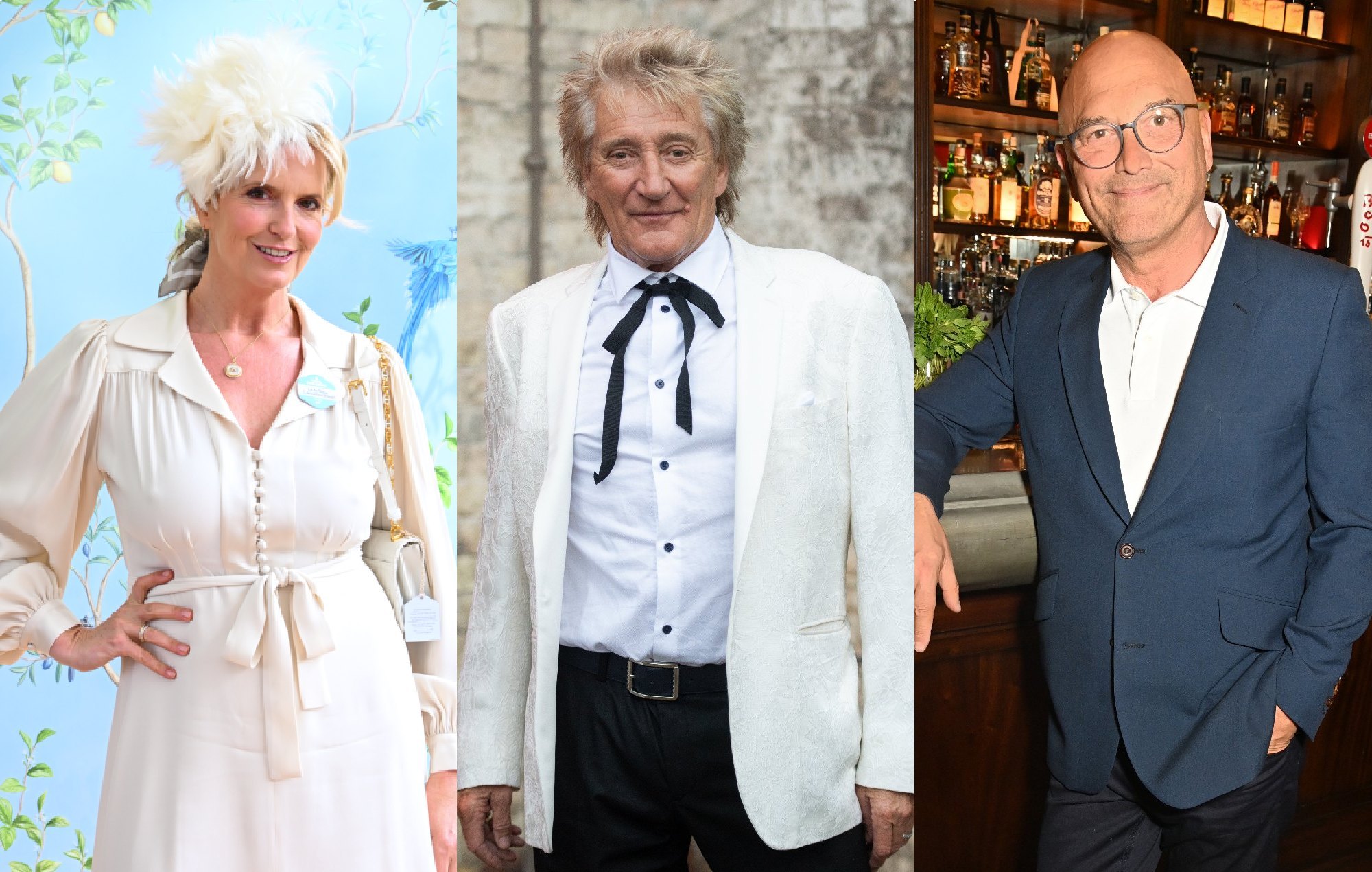 Penny Lancaster, Rod Stewart and Gregg Wallace split image