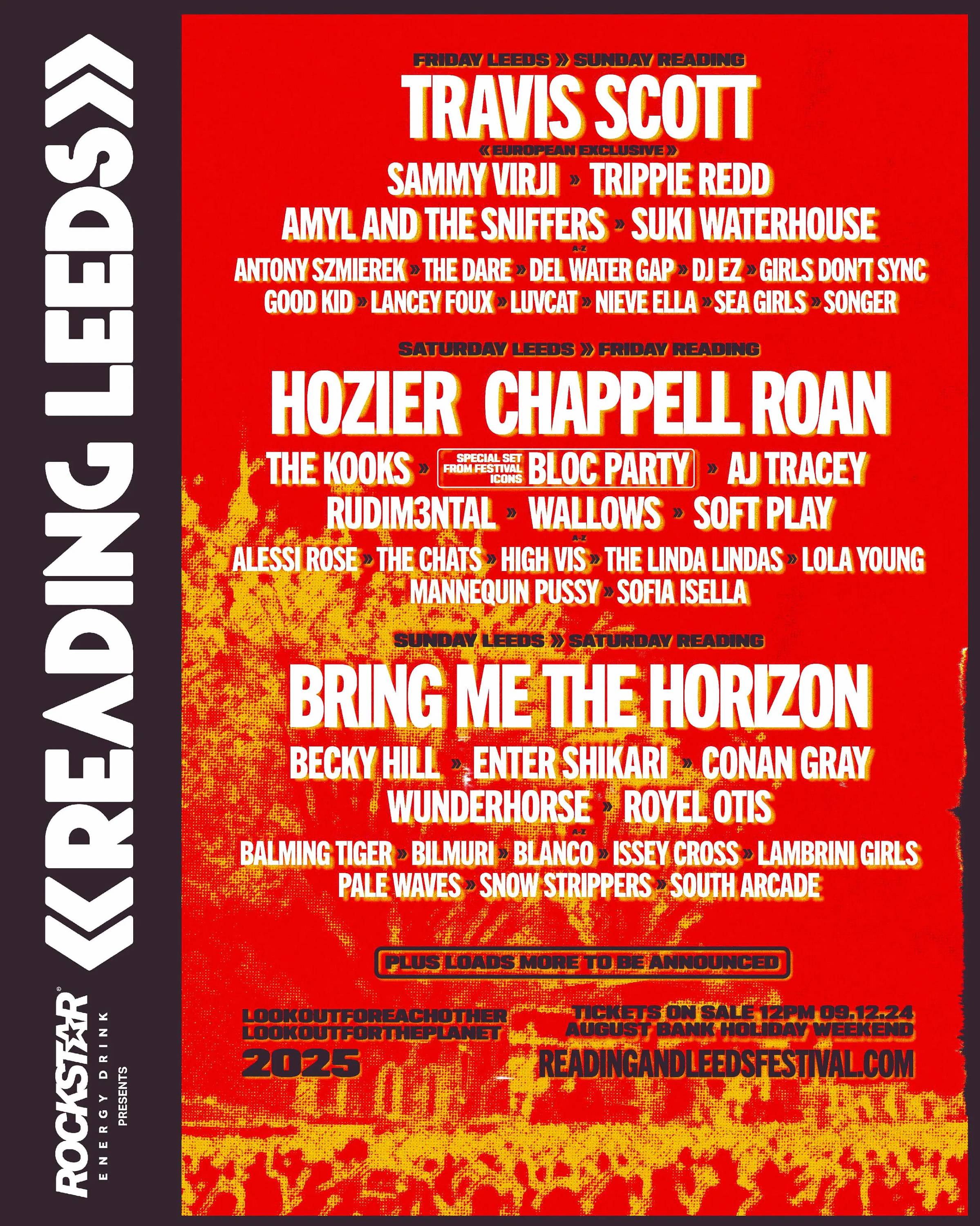 The line-up poster for Reading & Leeds 2025. Credit: Press