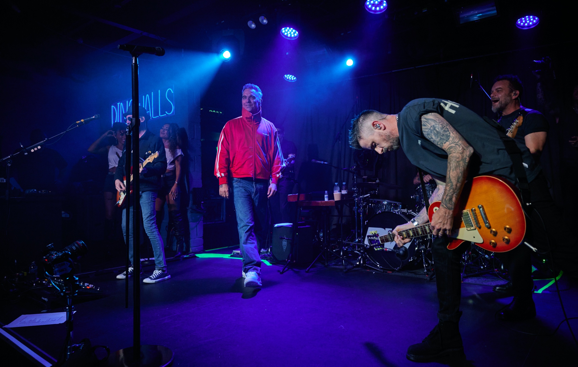 Robbie Williams performing live on stage at Dingwalls in Camden