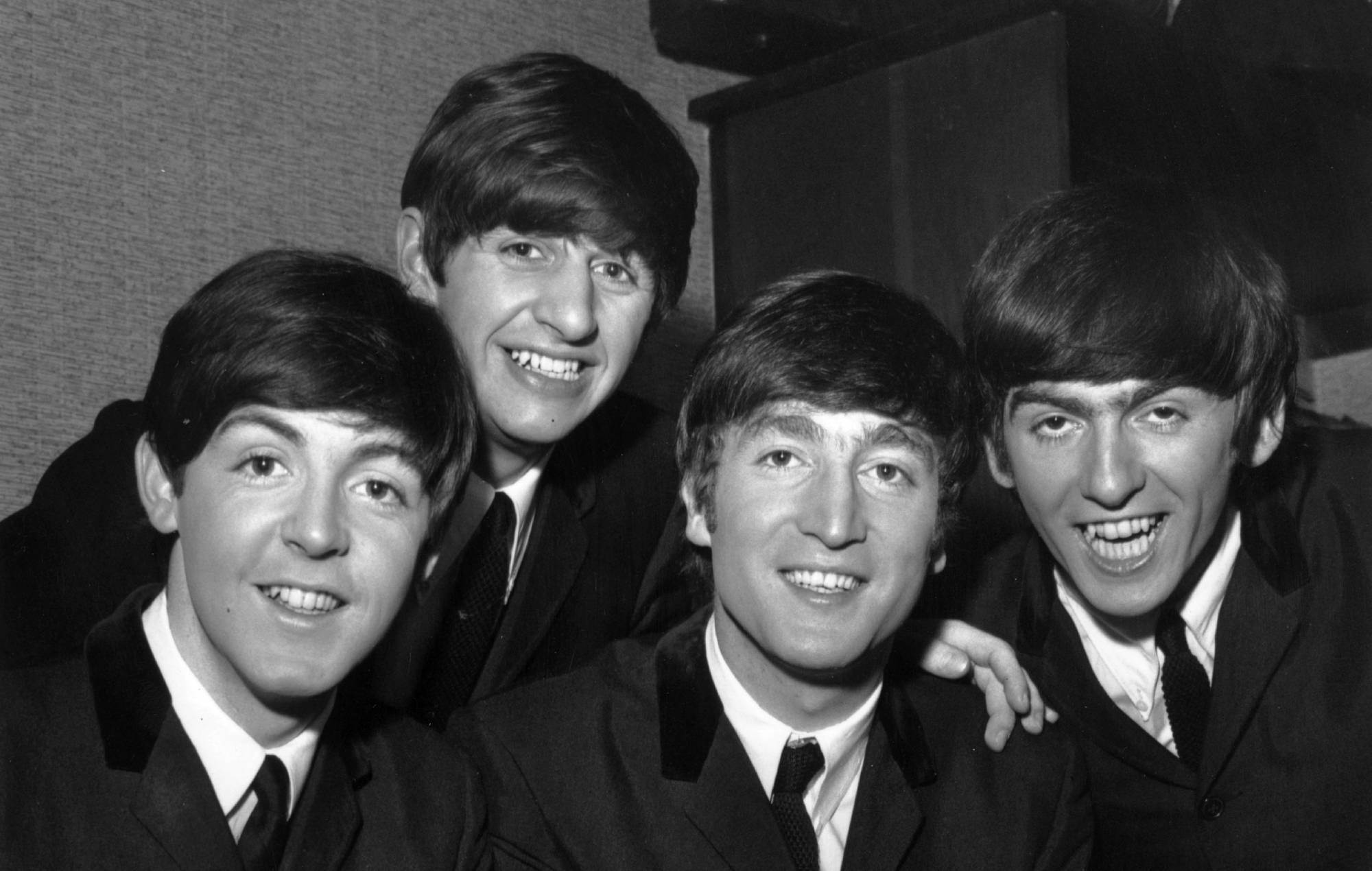 Paul McCartney, Ringo Starr, John Lennon (1940 - 1980) and George Harrison (1943 - 2001) of British pop group The Beatles. (Photo by Terry Disney/Express/Getty Images)