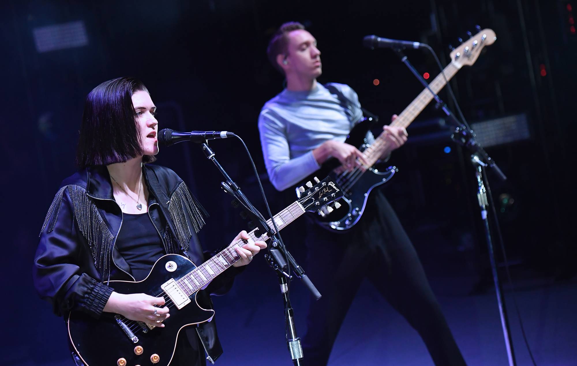 Romy Madley Croft (L) and Oliver Sim of The xx perform onstage at What Stage during Day 2 of the 2017 Bonnaroo Arts And Music Festival on June 9, 2017 in Manchester, Tennessee. (Photo by Jeff Kravitz/FilmMagic for Bonnaroo Arts and Music Festival)