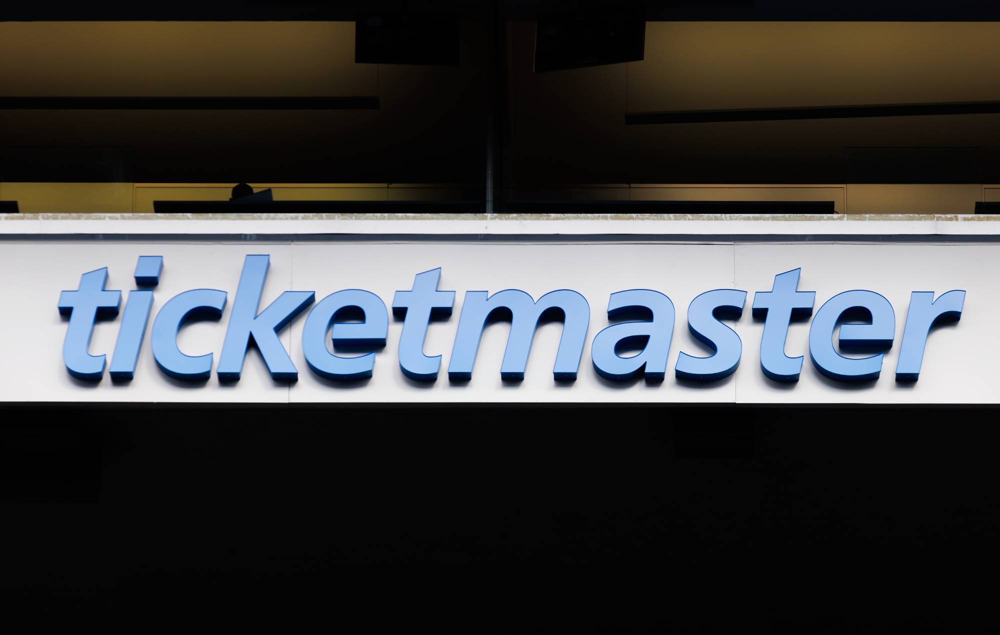 Detail view of a Ticketmaster logo before a game between the Minnesota Vikings and the Seattle Seahawks at Lumen Field on August 10, 2023 in Seattle, Washington. (Photo by Ric Tapia/Getty Images)