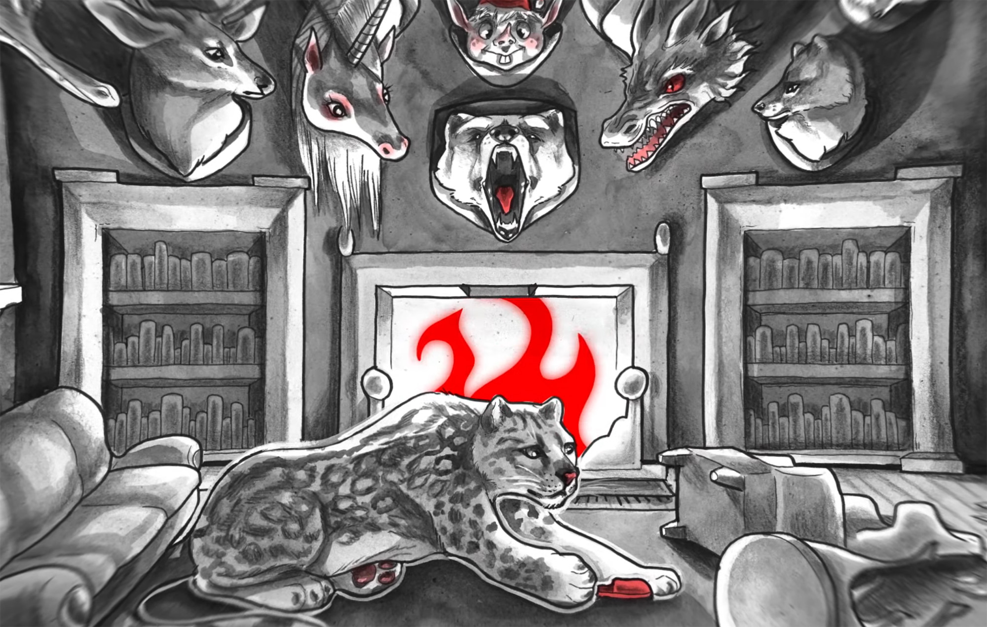 Still from The White Stripes' Yule Log video