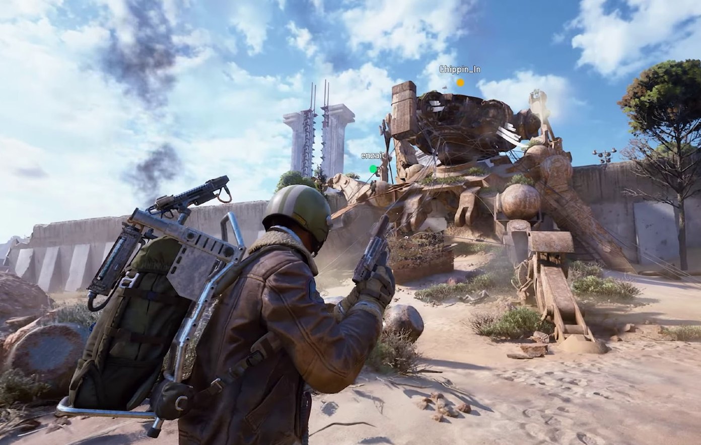 Arc Raiders Find Blueprints: A player can be seen looking at a player on an Arc