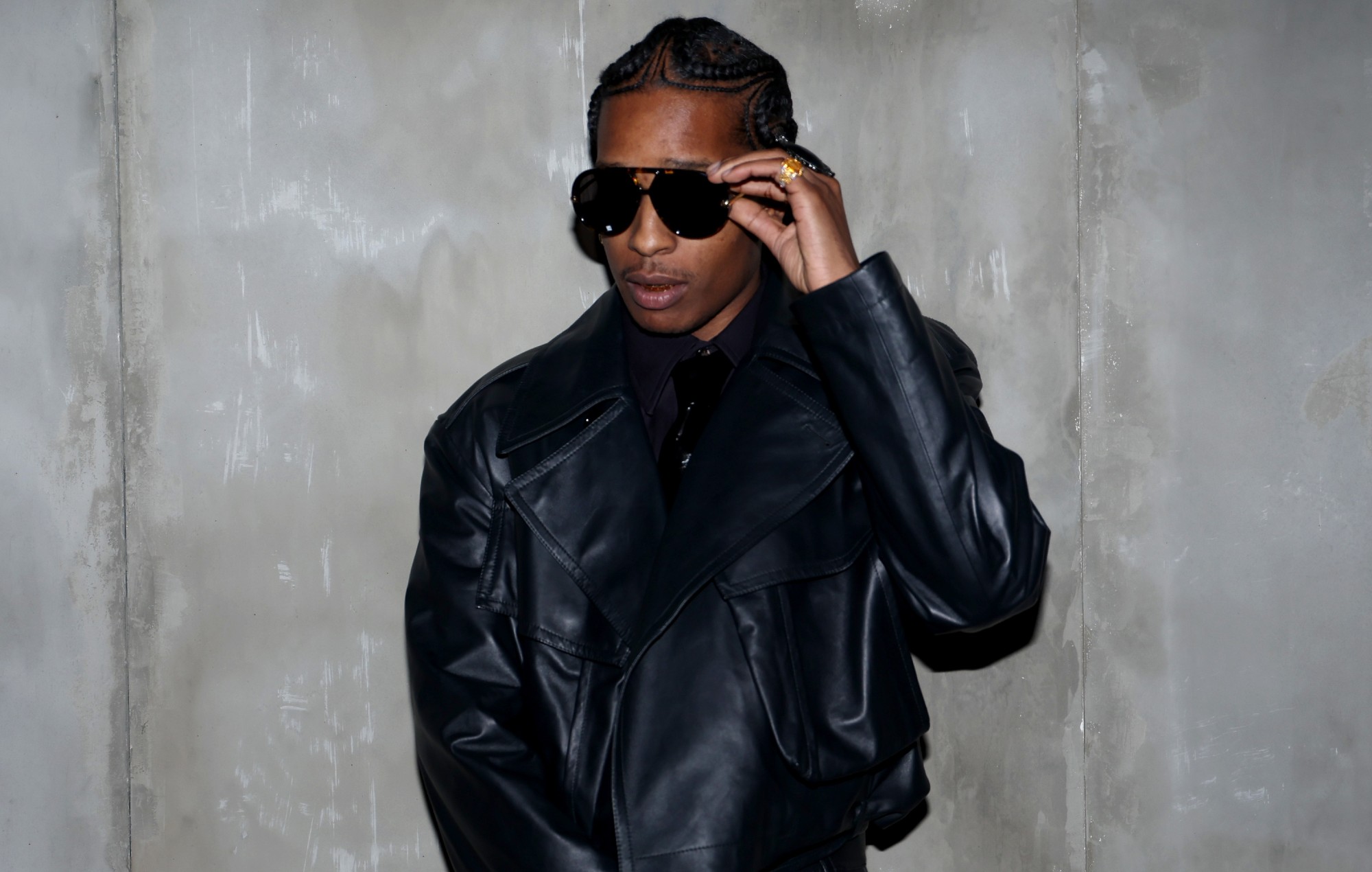 A$AP Rocky attends the Bottega Veneta fashion show during the Milan Fashion Week Womenswear Fall/Winter 2024-2025 on February 24, 2024 in Milan, Italy.