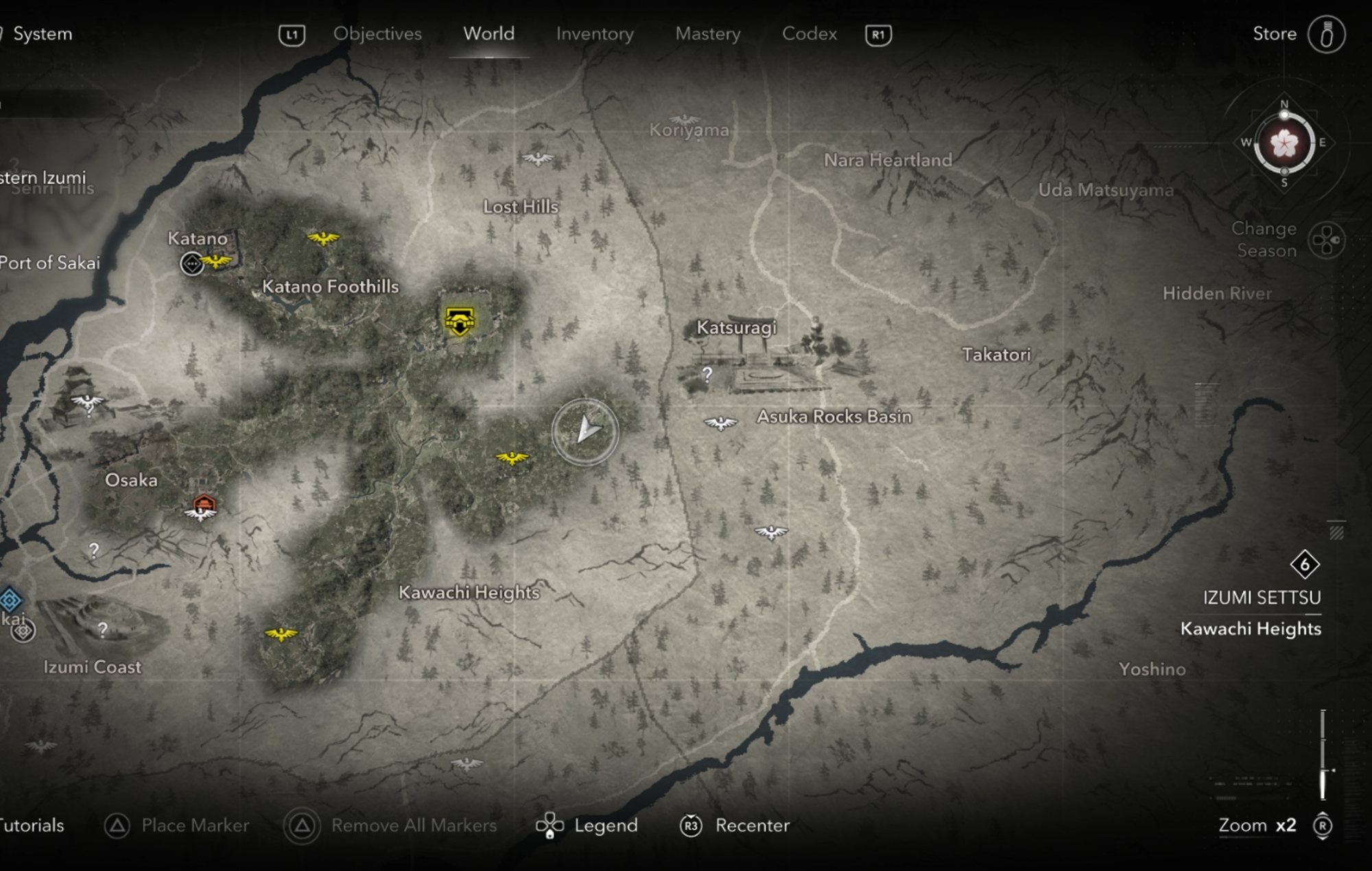 Assassin's Creed Shadows Change Season: The compass can be seen