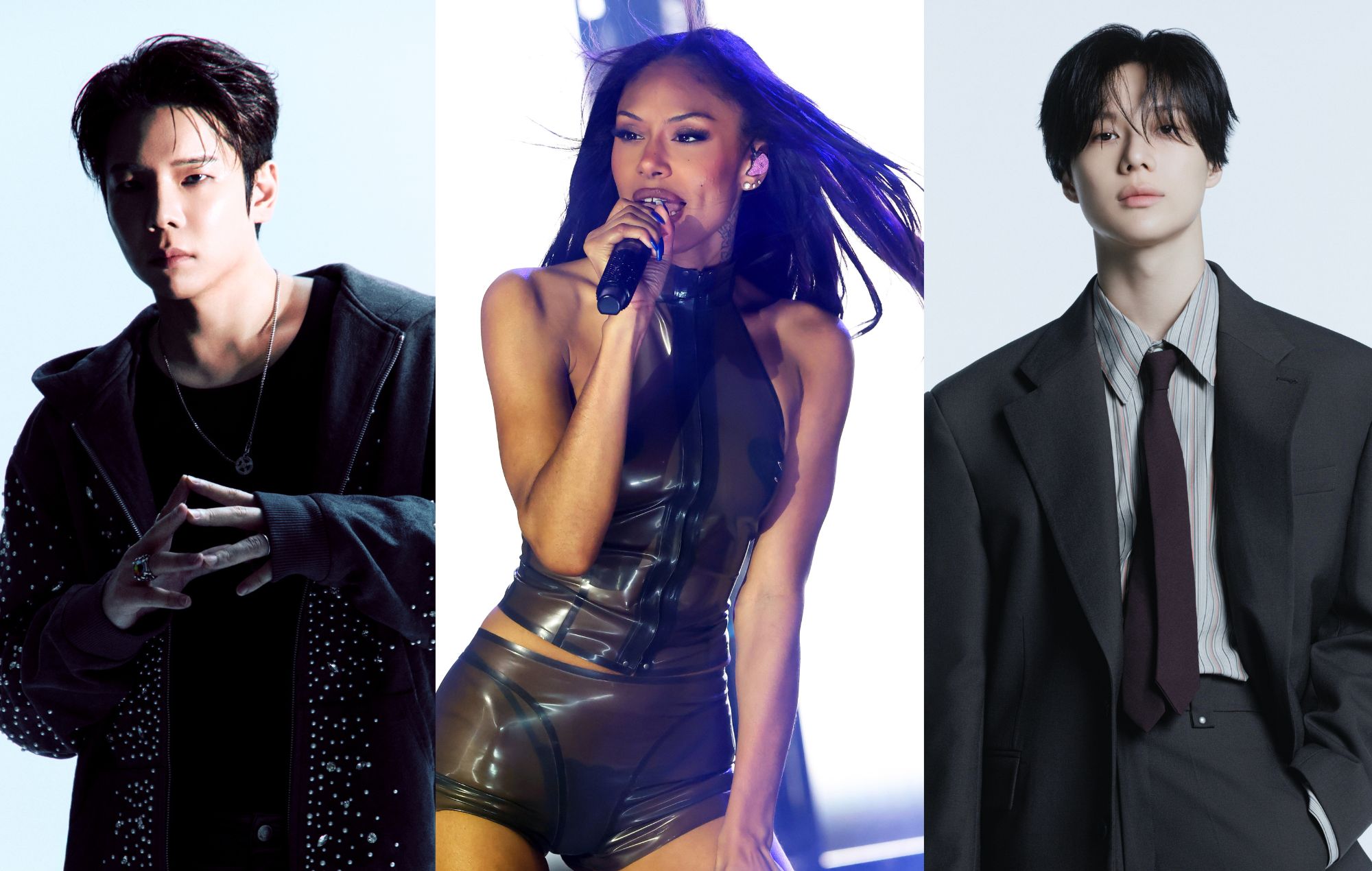 Raiden (CREDIT: Press), FLO (Frazer Harrison/Getty) and Taemin (Press)
