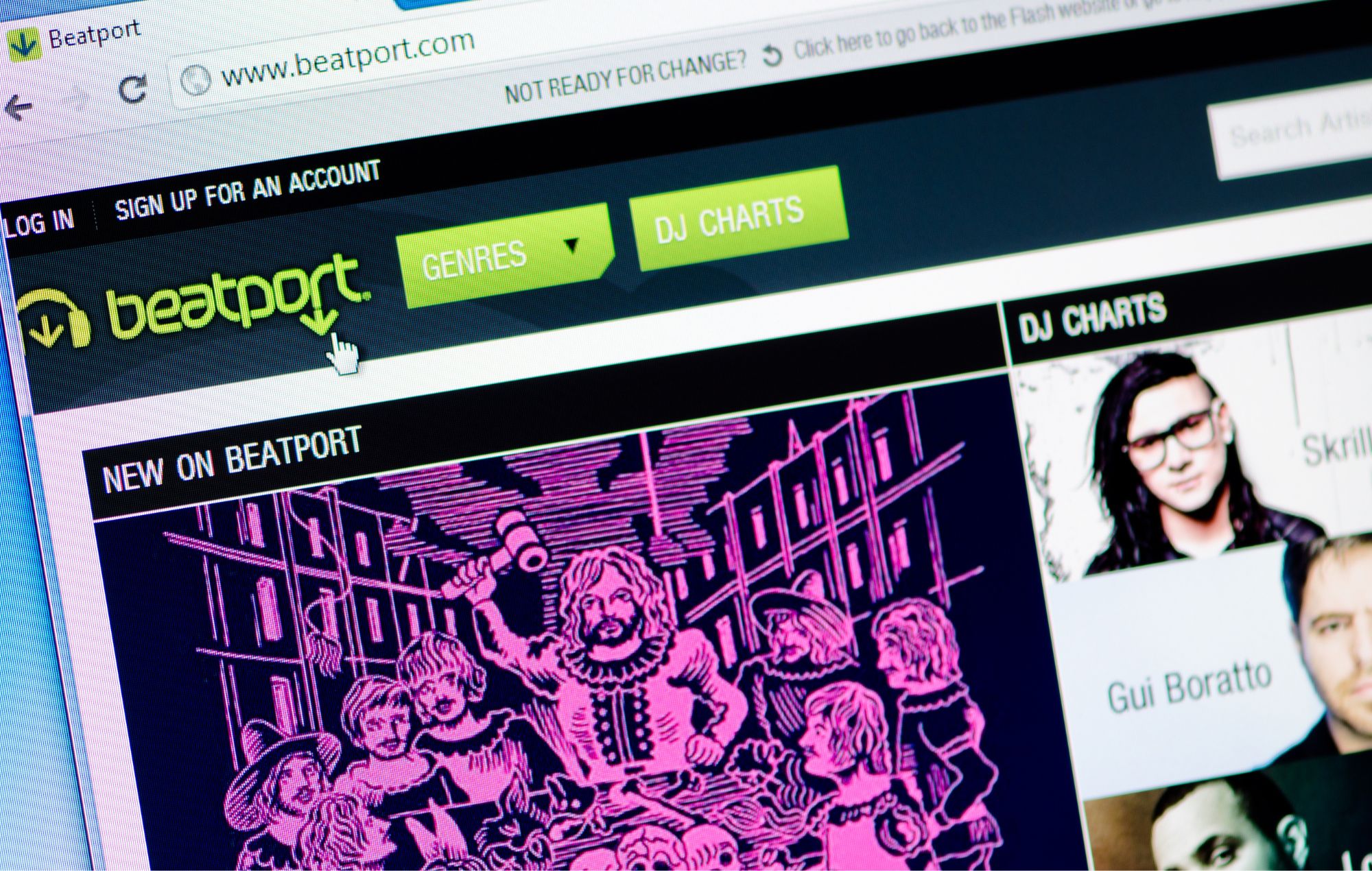 Beatport webpage stock image