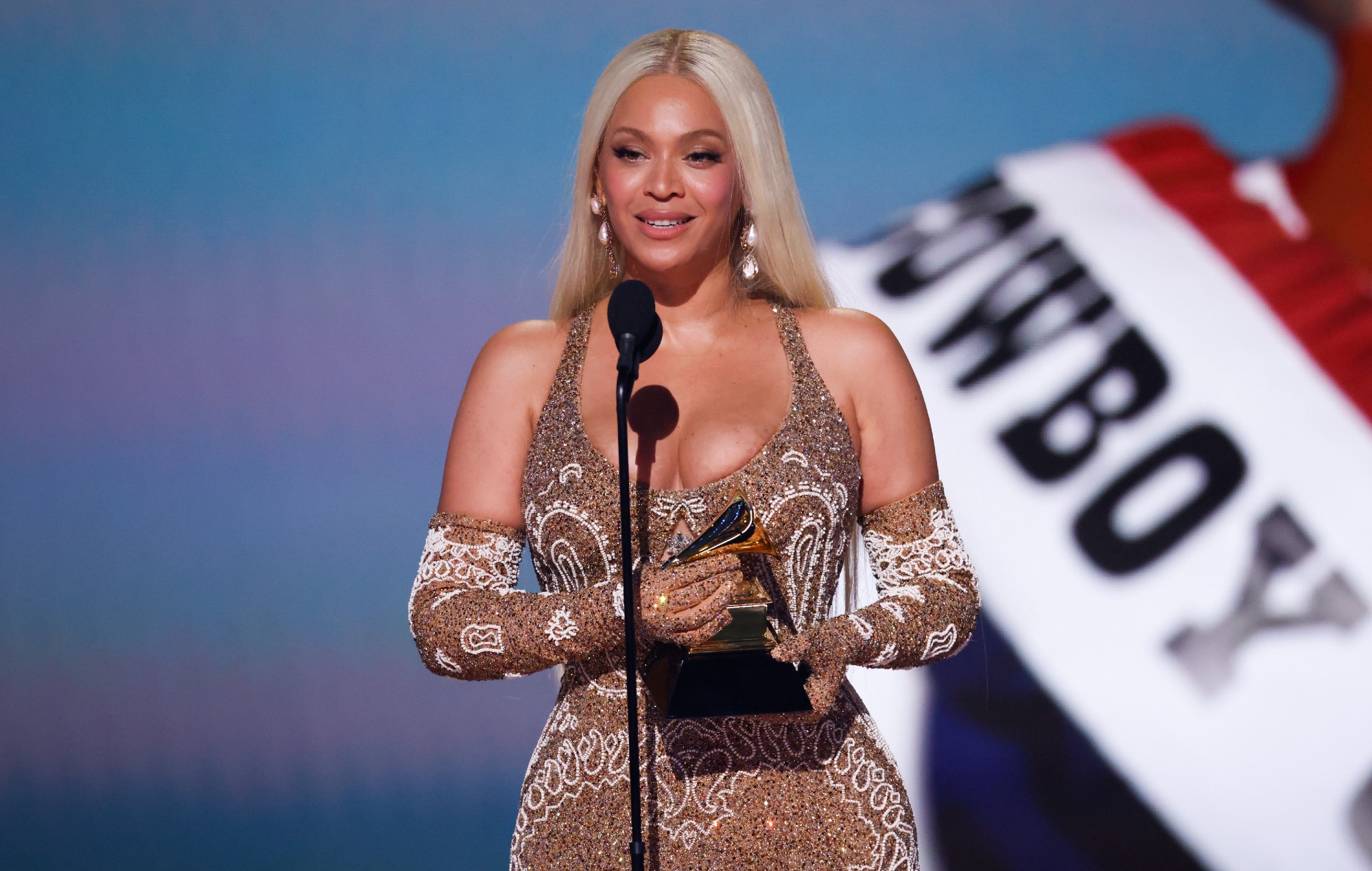 Beyoncé at the 2025 Grammys. Credit: Sonja Flemming/CBS via Getty Images