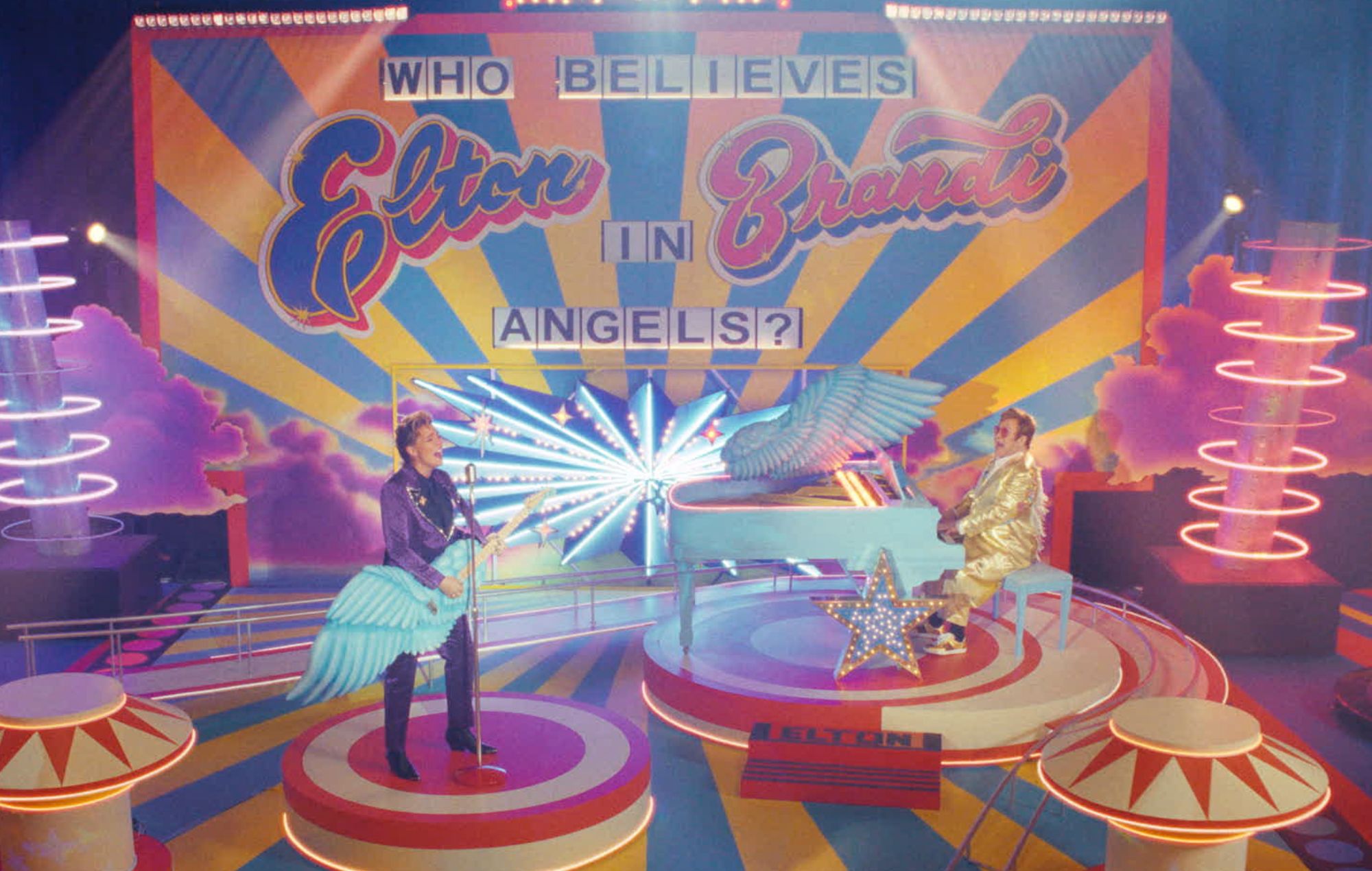Brandi Carlile and Elton John still from 'Who Believes In Angels?' music video