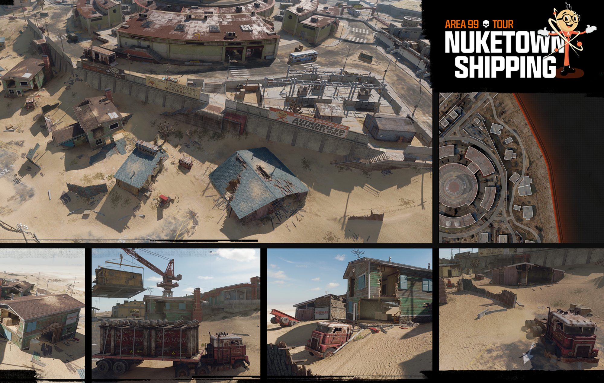 Call of Duty: Black Ops 6 Warzone Integration: The Nuketown Shipping area of Area 99 can be seen