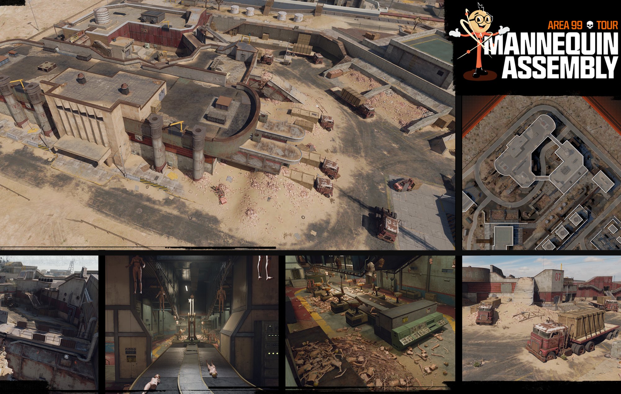 Call of Duty: Black Ops 6 Warzone Integration: The Mannequin Assembly area of Area 99 can be seen