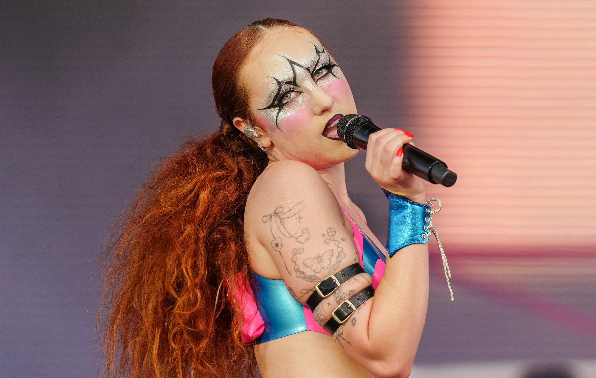 Chappell Roan performs during Lollapalooza at Grant Park on August 01, 2024 in Chicago, Illinois