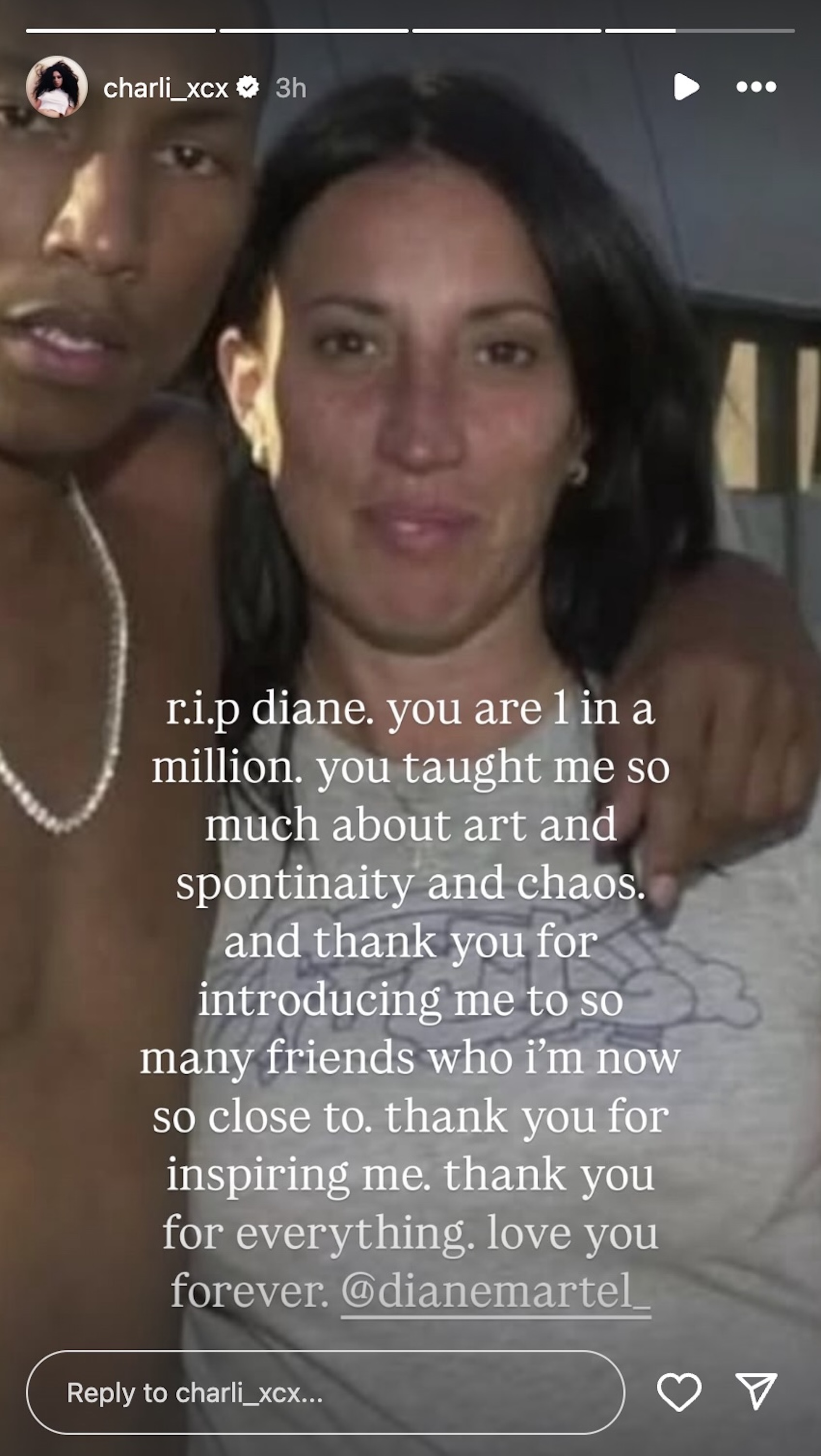 Charli XCX tribute to Diane Martel